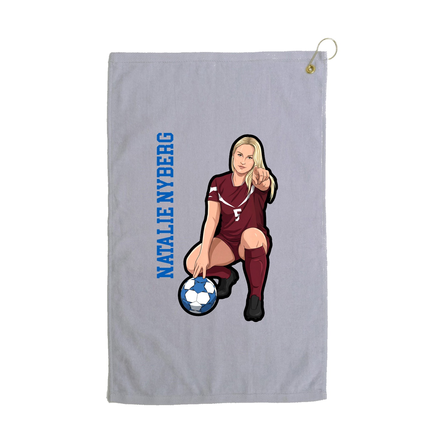 Golf Towel — Name Vertical in Grey
