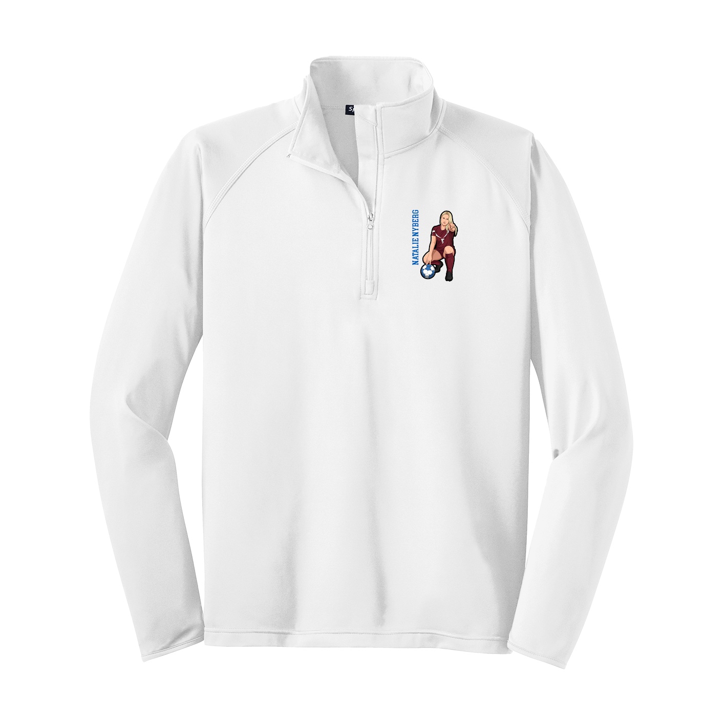 Q-Zip Pullover — Name Vertical in White