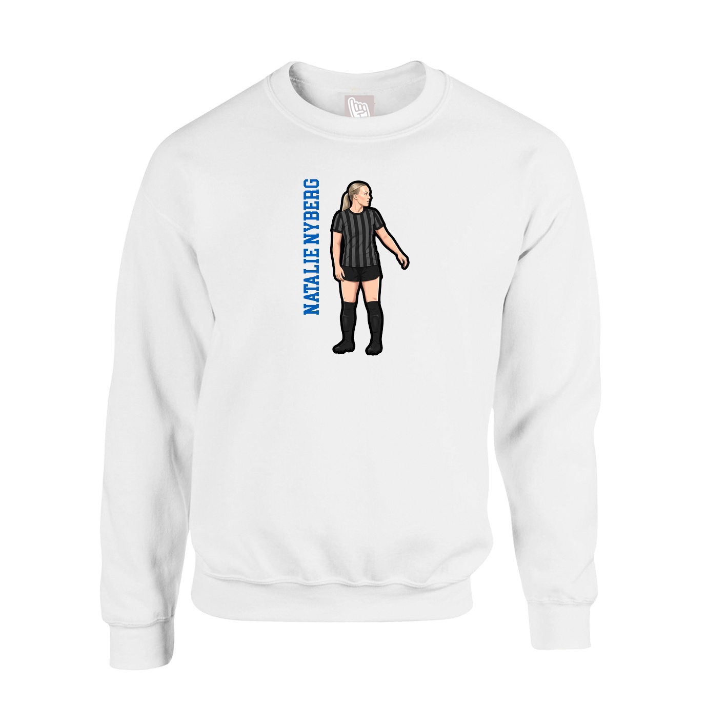 Fleece Crew — Name Vertical in White