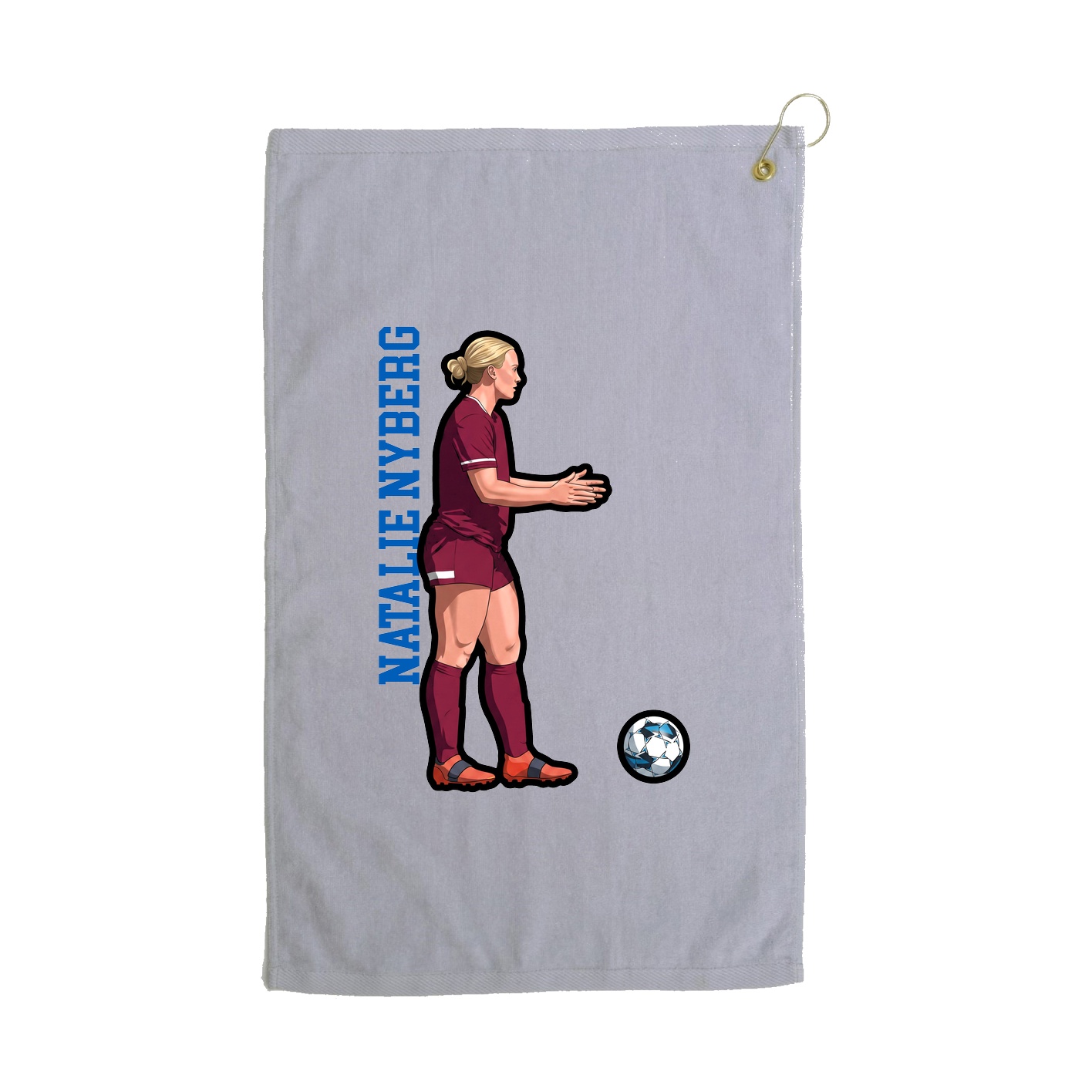 Golf Towel — Name Vertical in Grey