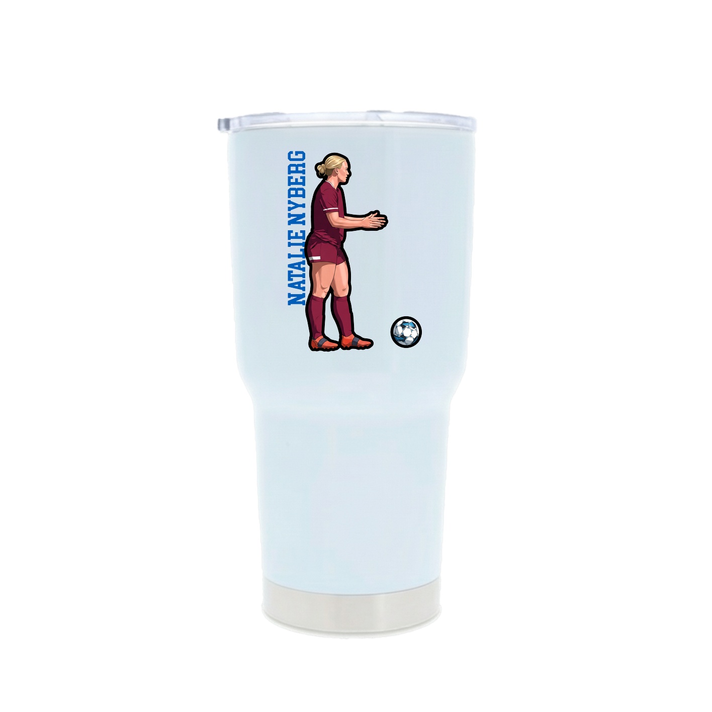 30oz Stainless Steel Tumbler — Name Vertical in White