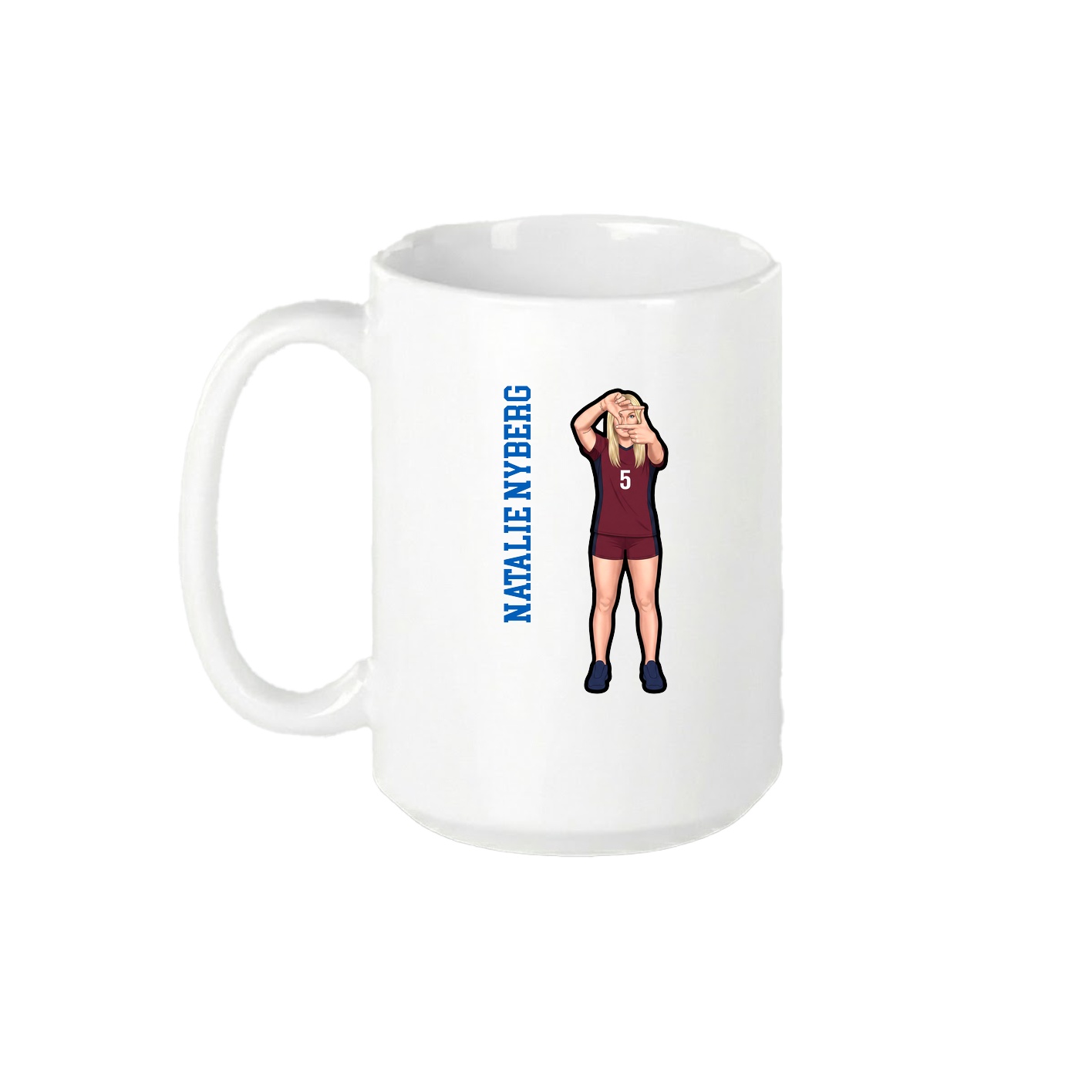 15oz Coffee Mug — Name Vertical in White