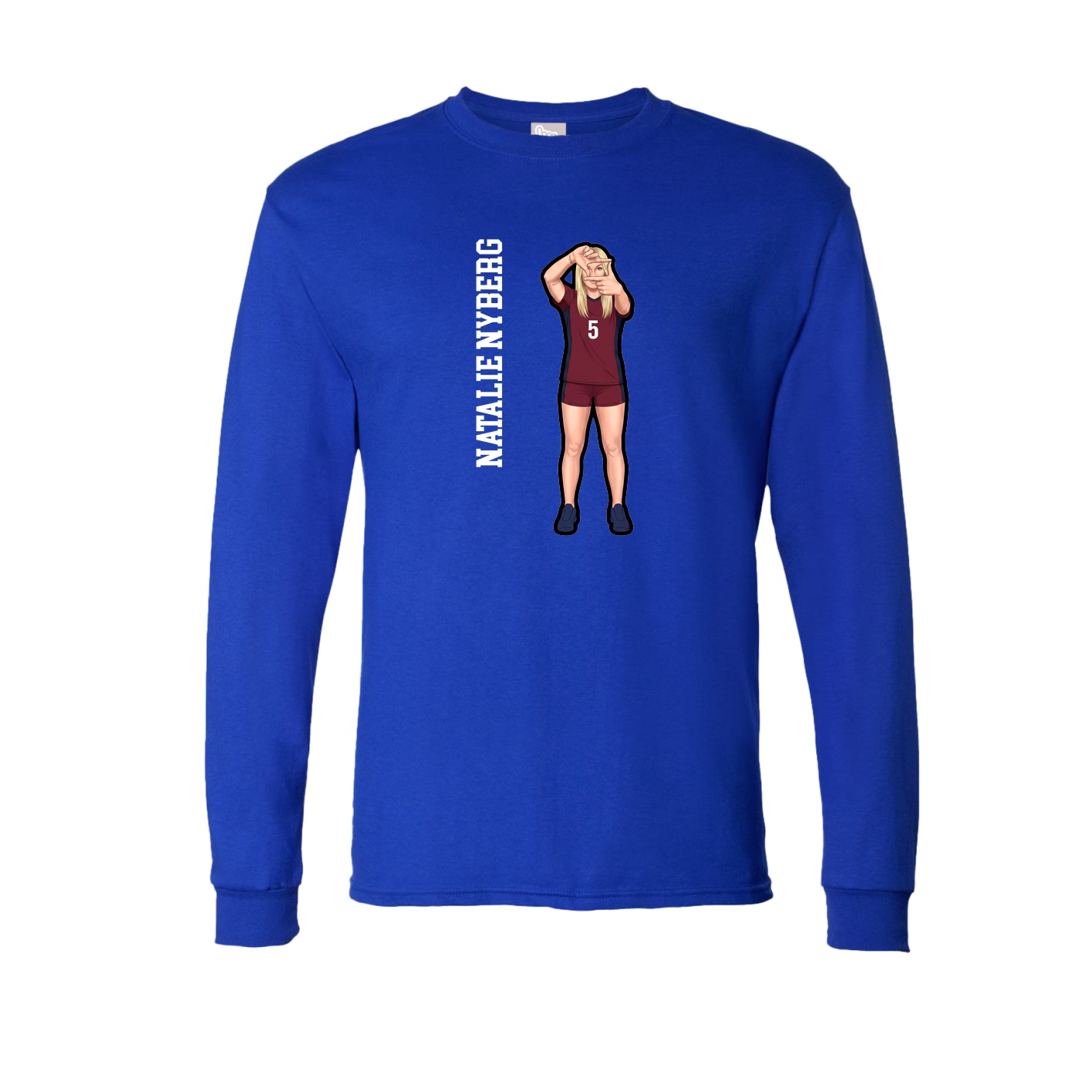 Long Sleeve Tee — Name Vertical in Royal
