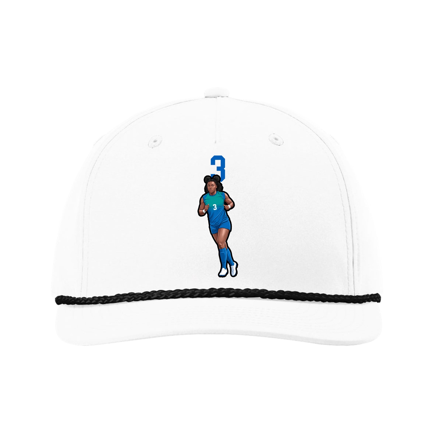 Five-Panel Classic Rope Cap — Number Top in White