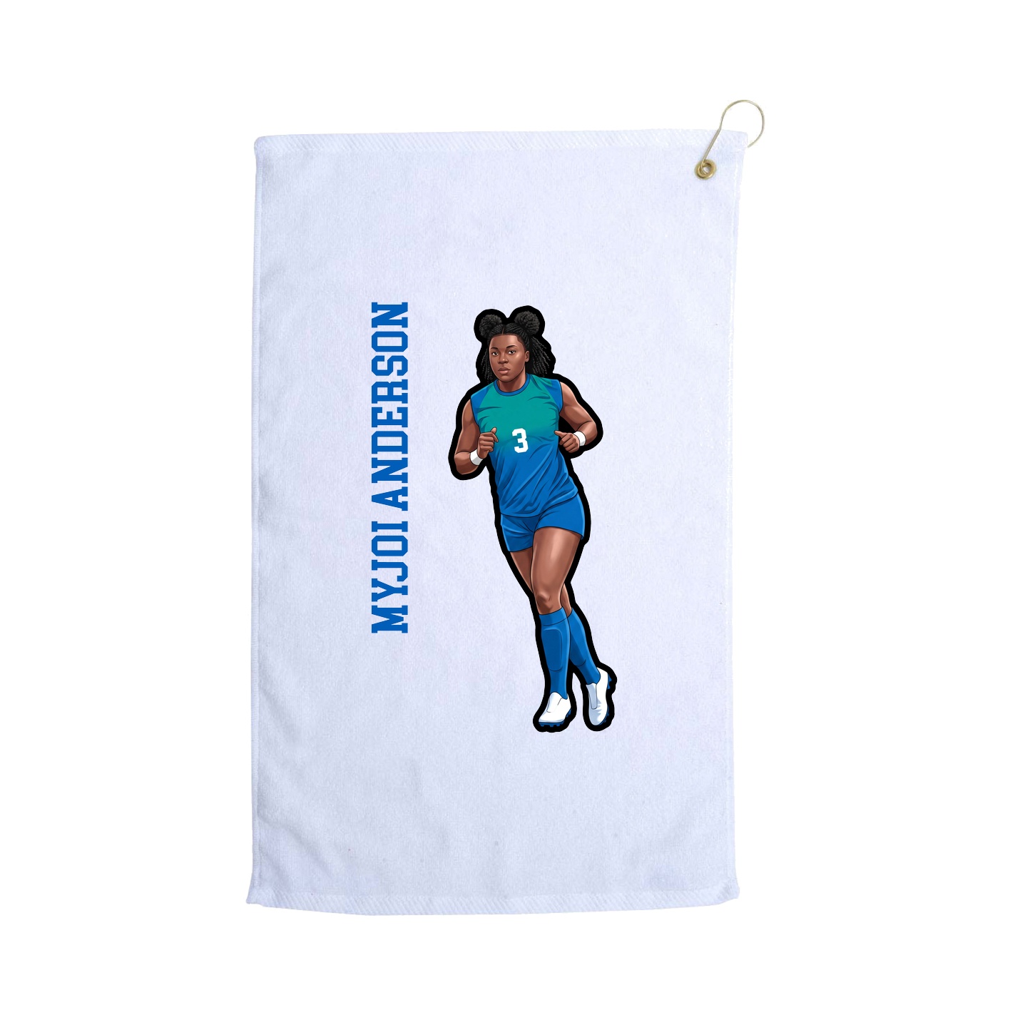 Golf Towel — Name Vertical in White