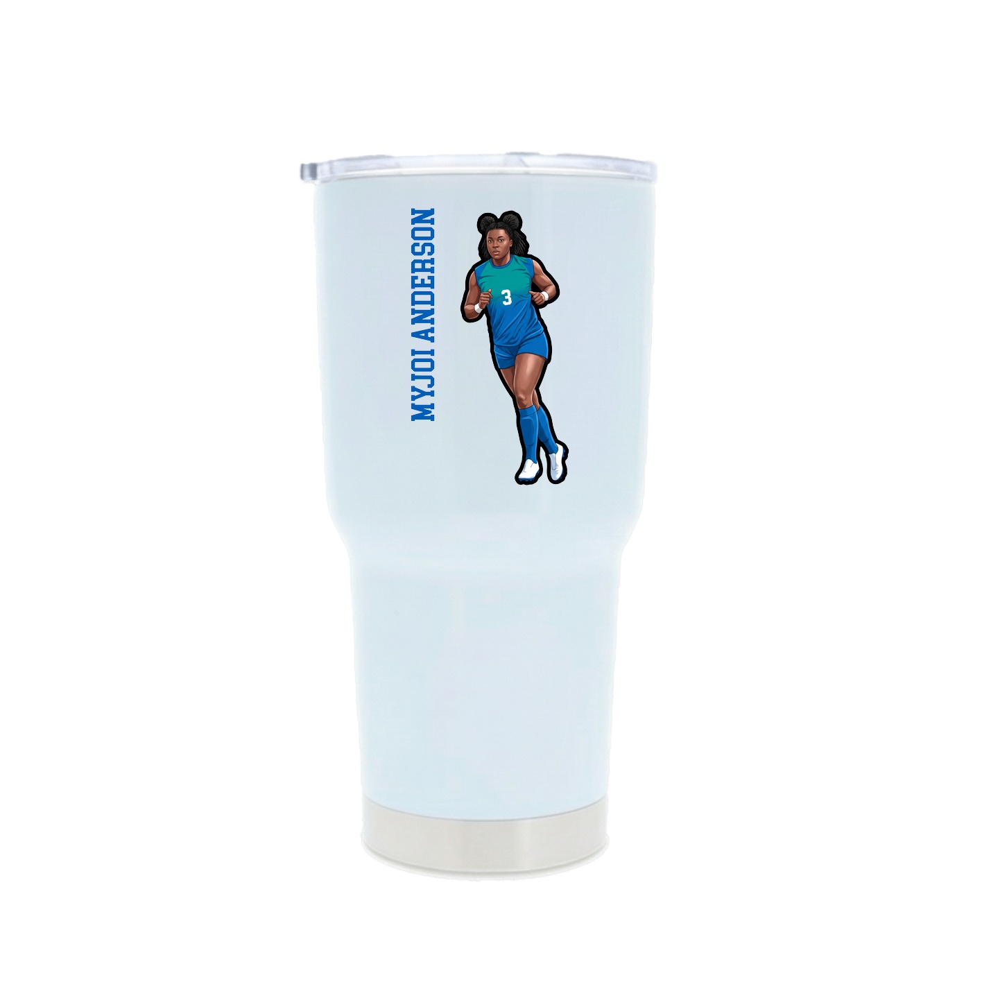 30oz Stainless Steel Tumbler — Name Vertical in White