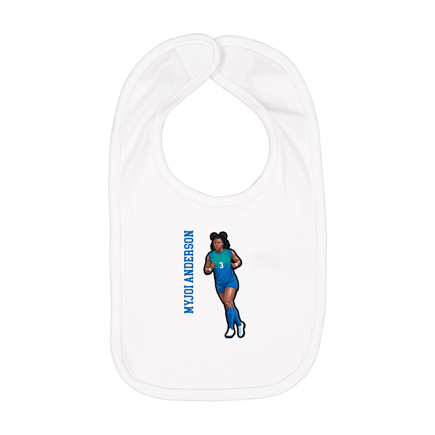 Infant Bib — Name Vertical in White