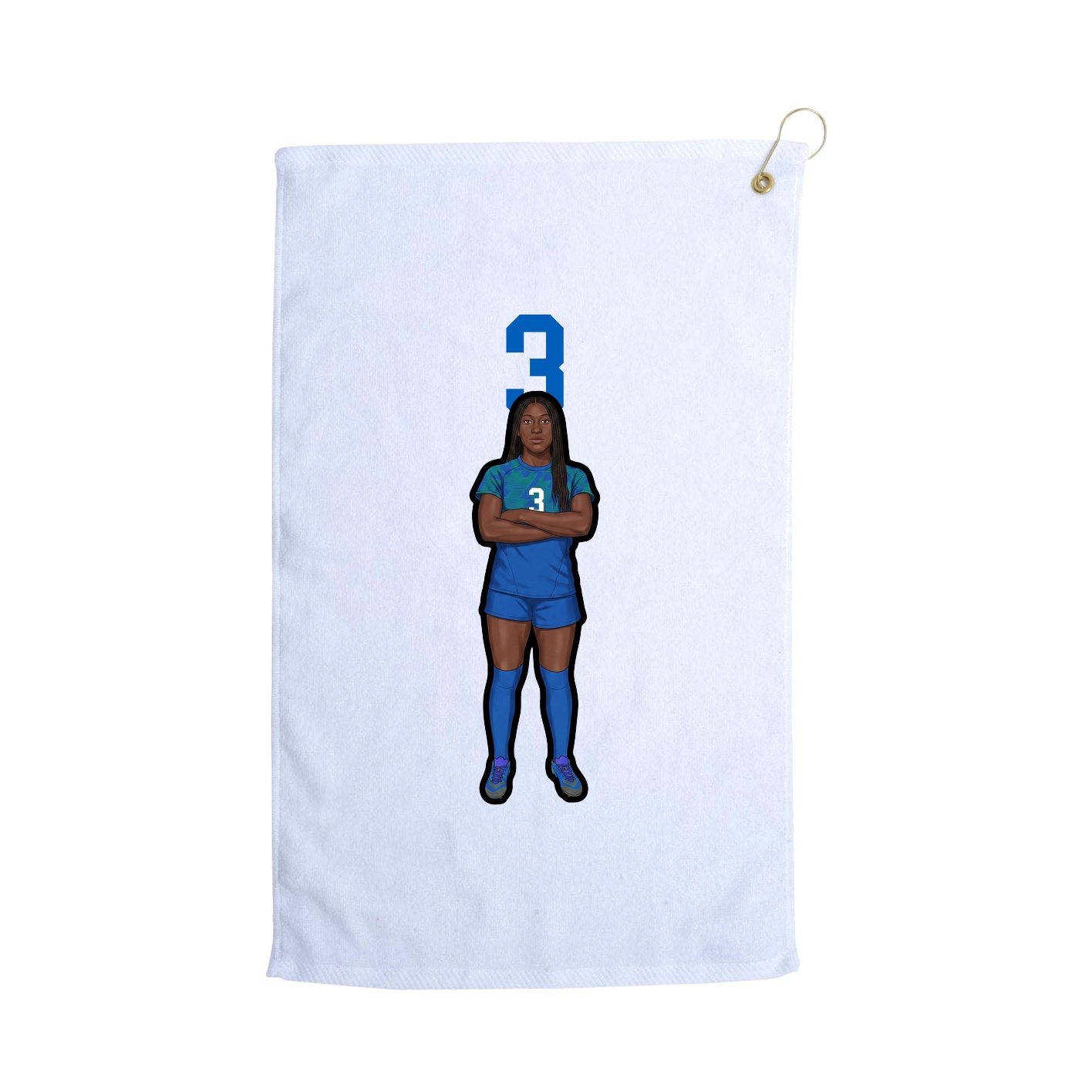 Golf Towel — Number Top in White