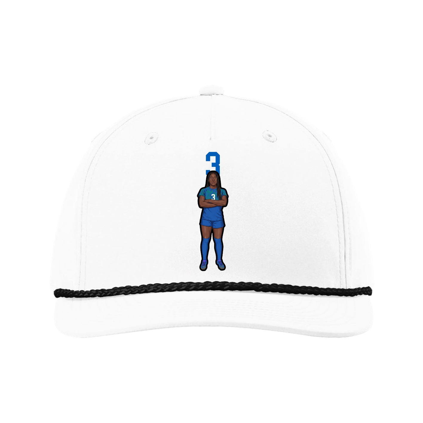 Five-Panel Classic Rope Cap — Number Top in White