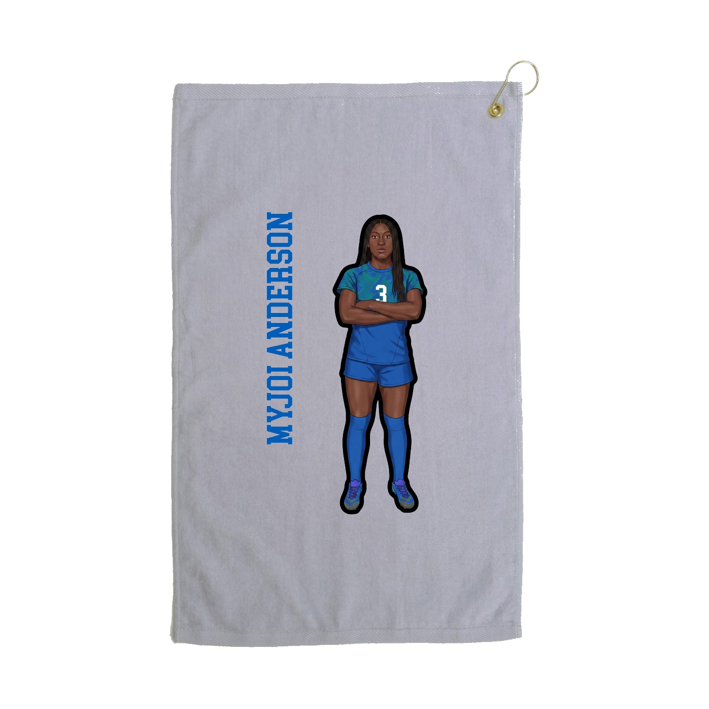 Golf Towel — Name Vertical in Grey