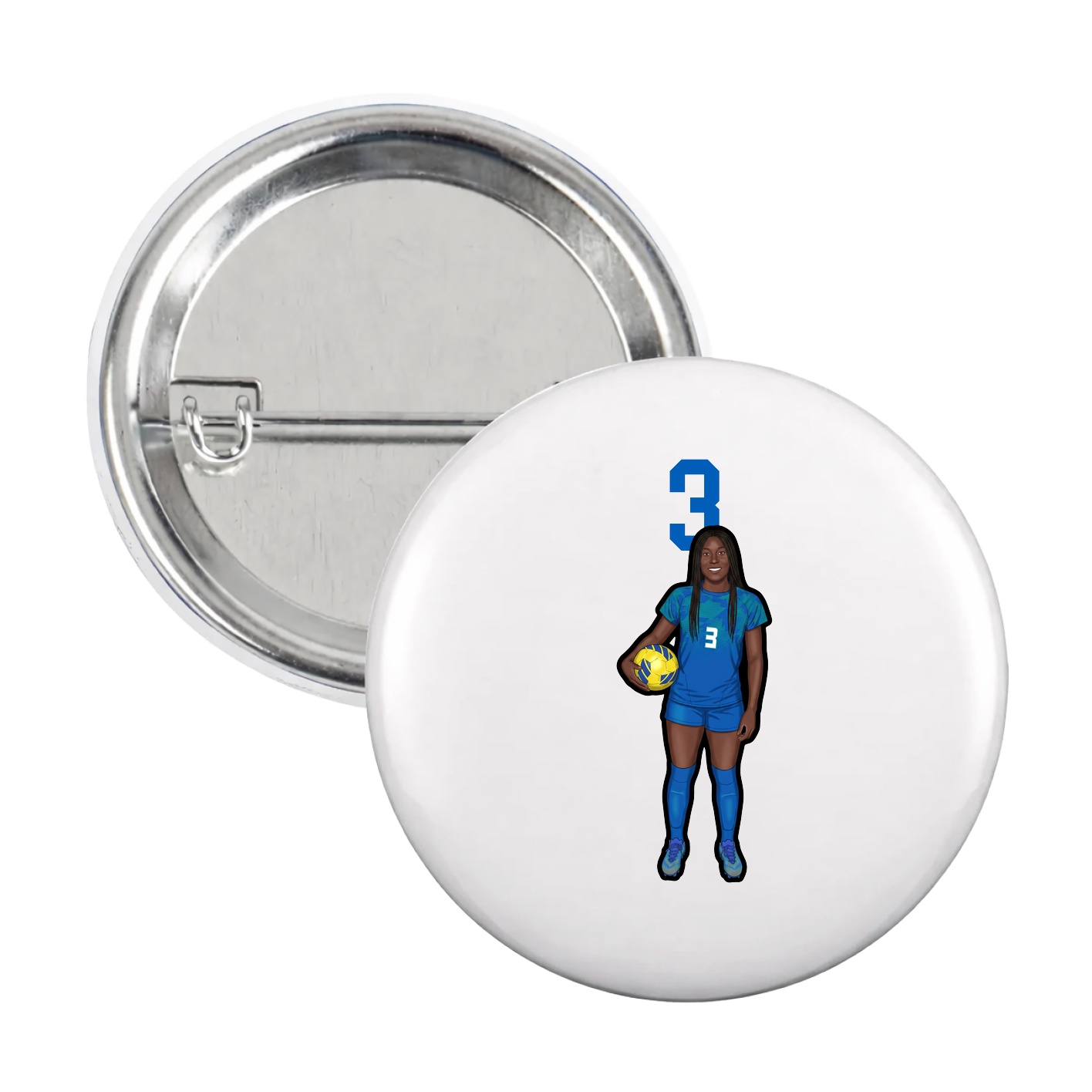 Game Day Button — Number Top in White