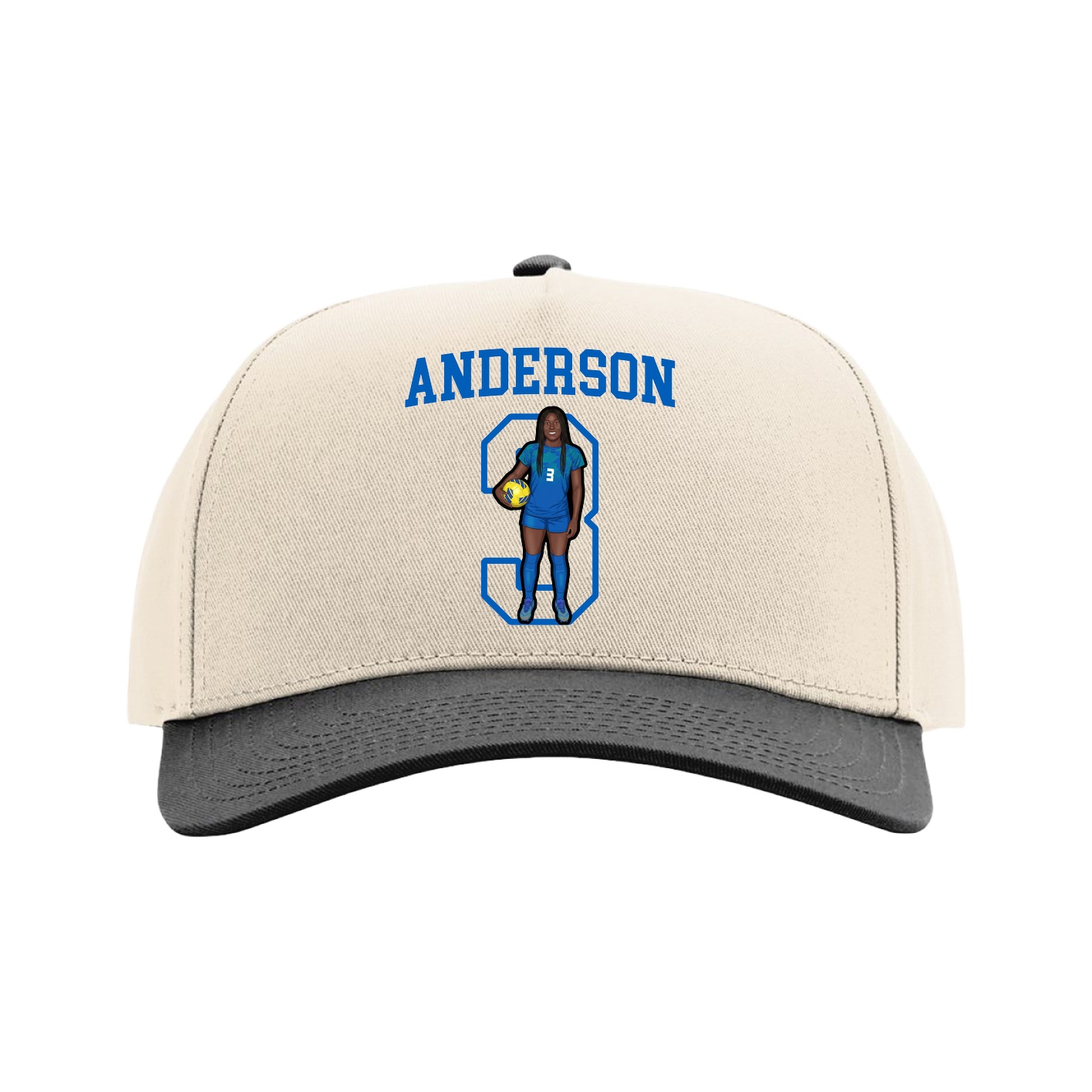 Full Fabric Five-Panel Champ Cap — Shirsey in Cream/Black