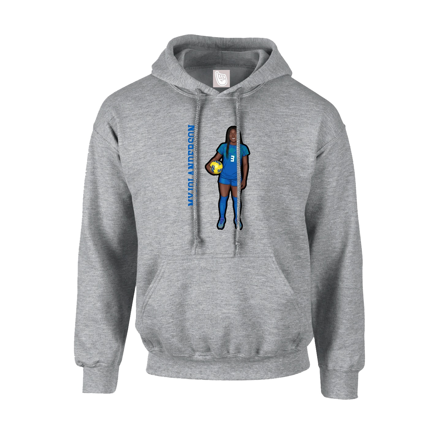 Youth Hoodie — Name Vertical in Grey