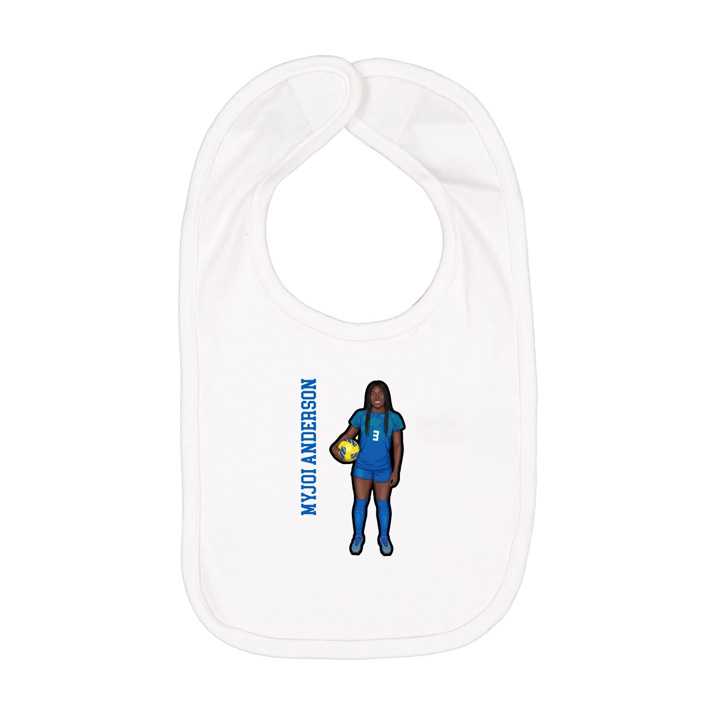 Infant Bib — Name Vertical in White