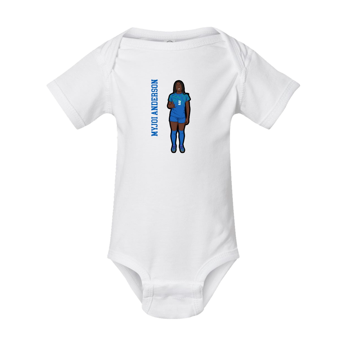 Baby Onesie — Name Vertical in White