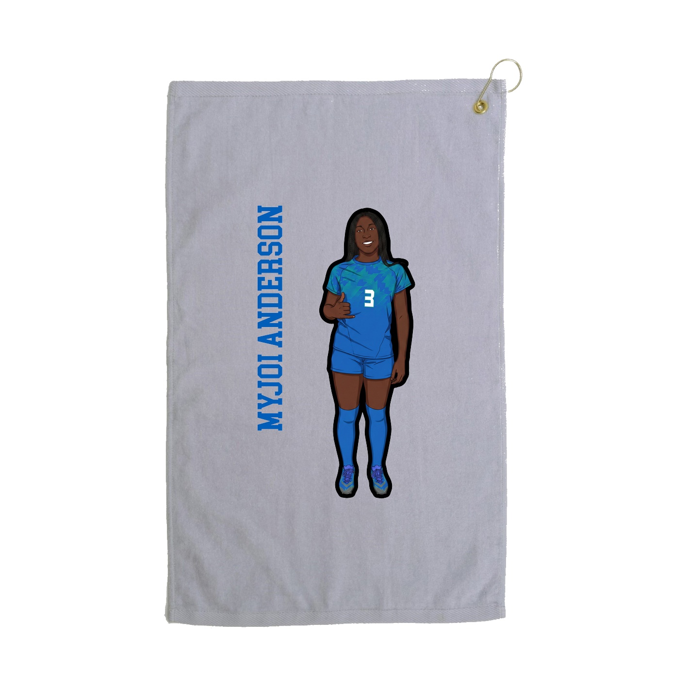 Golf Towel — Name Vertical in Grey