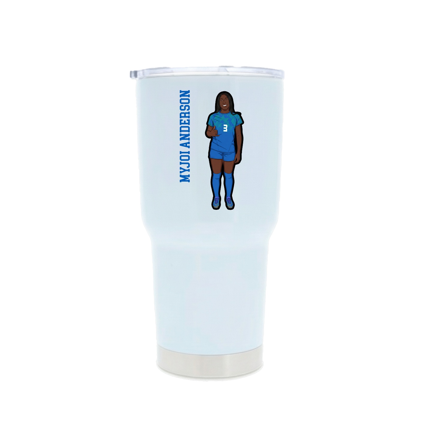 30oz Stainless Steel Tumbler — Name Vertical in White