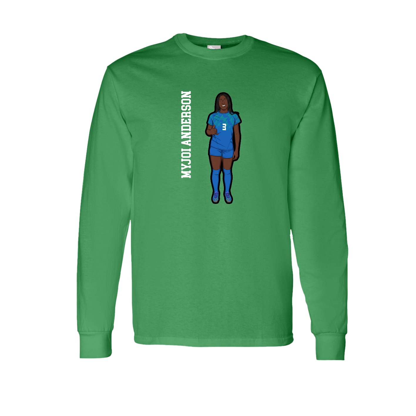 Long Sleeve Tee — Name Vertical in Green
