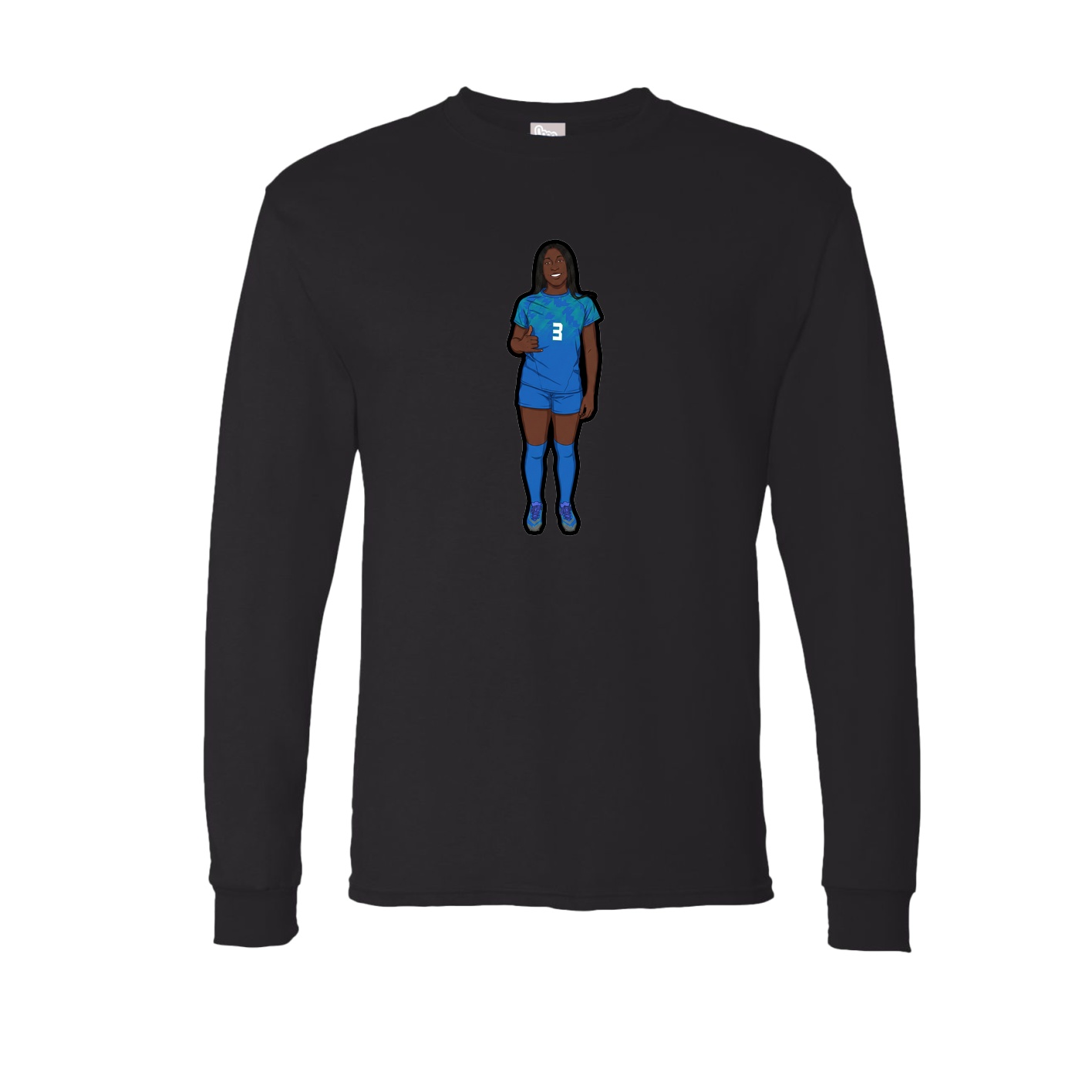 Long Sleeve Tee — Name Vertical in Black