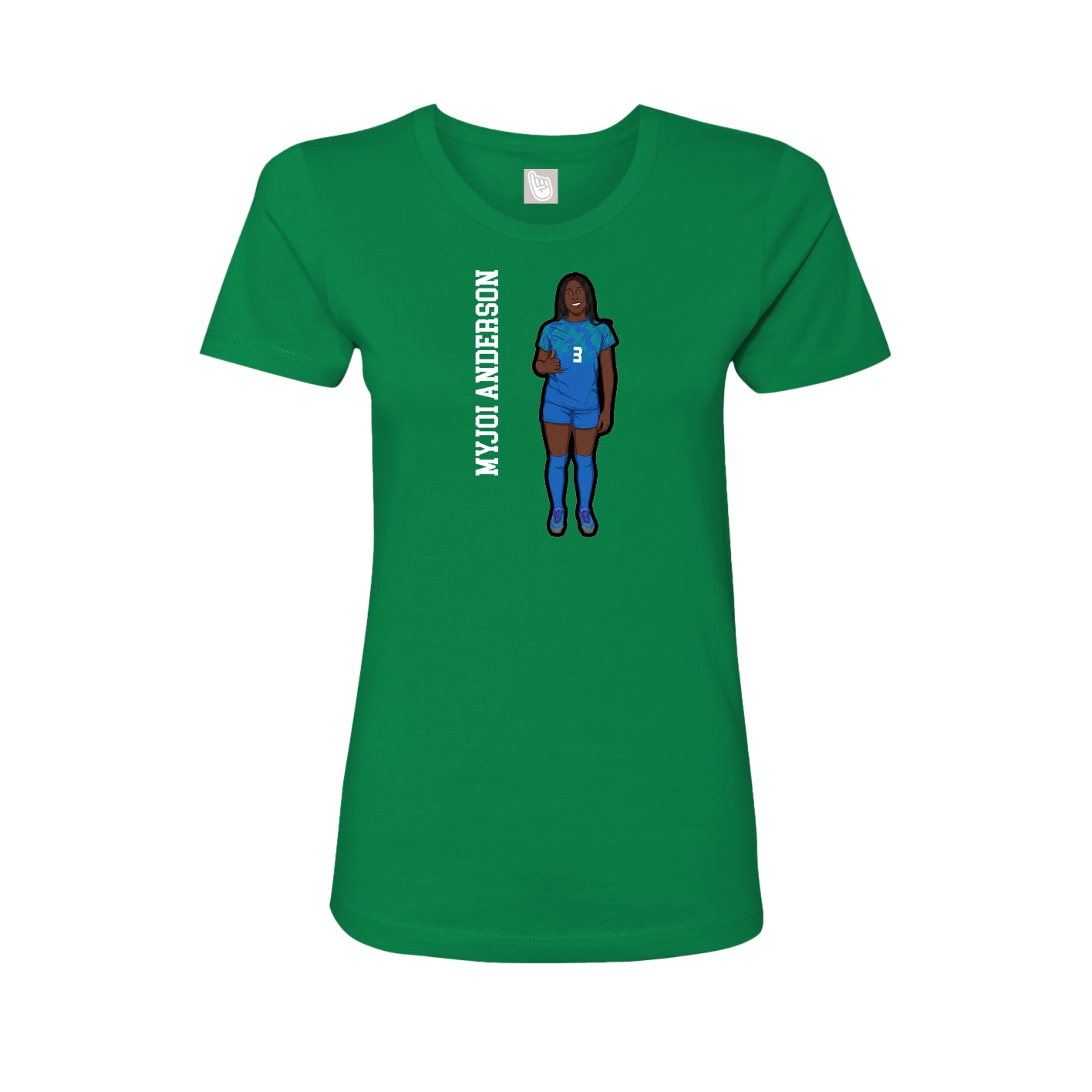 Womens Tee — Name Vertical in Green