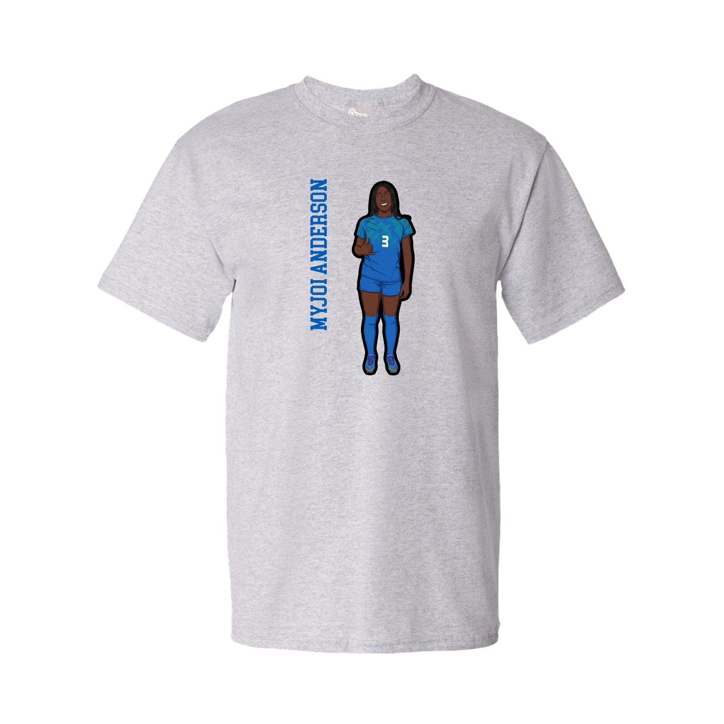 Youth Tee — Name Vertical in Grey