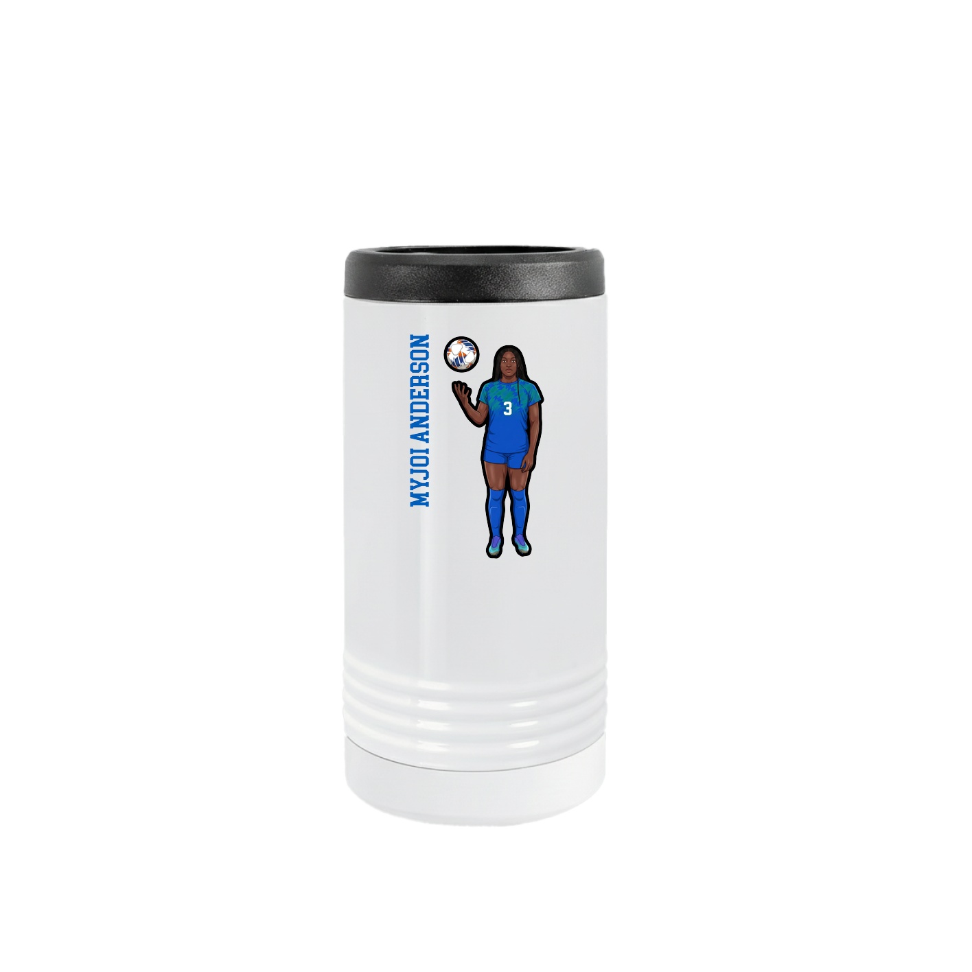 Slim Beverage Holder — Name Vertical in White