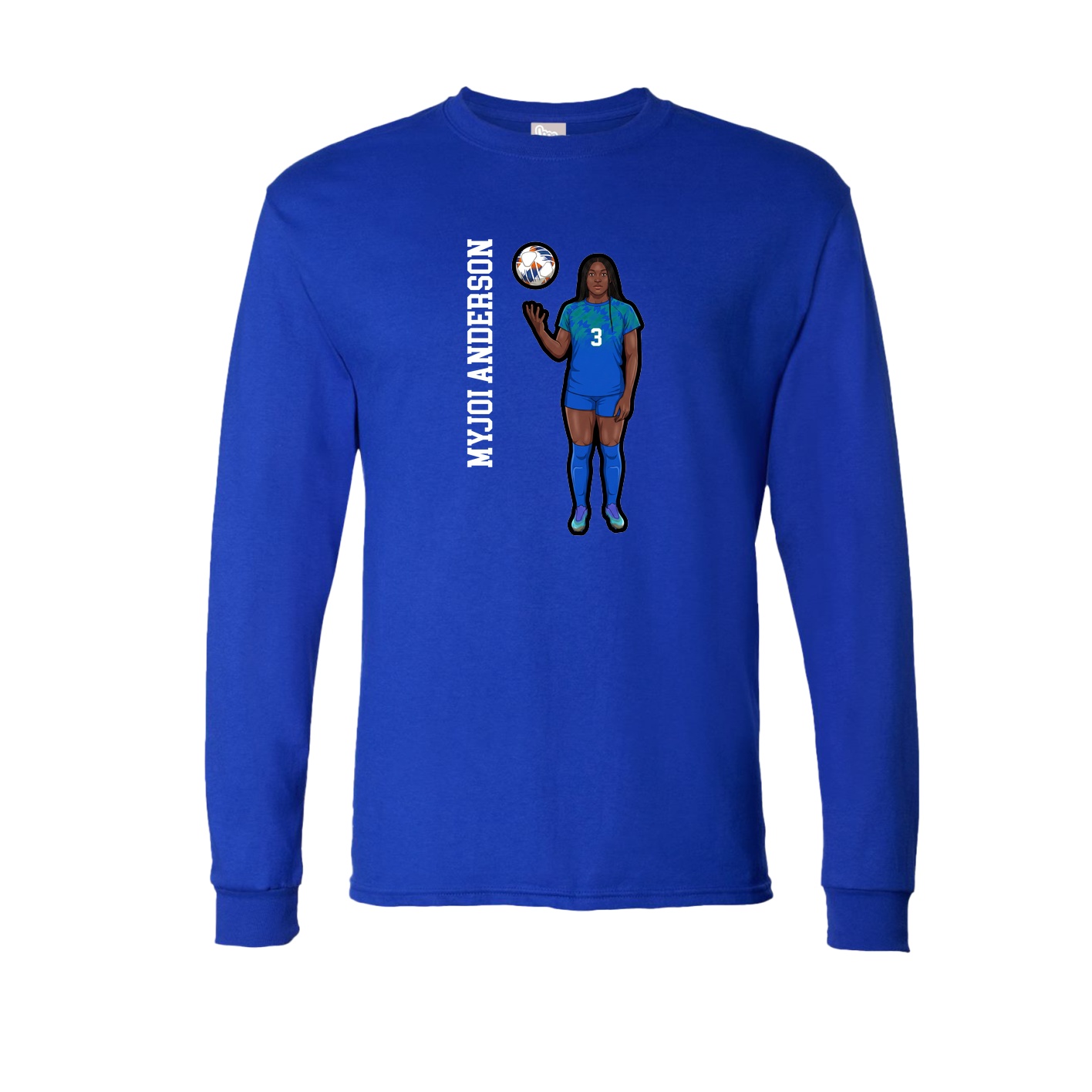 Long Sleeve Tee — Name Vertical in Royal