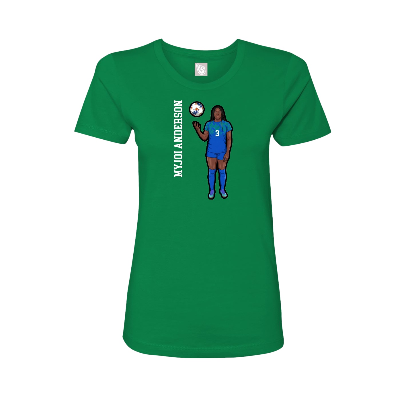 Womens Tee — Name Vertical in Green