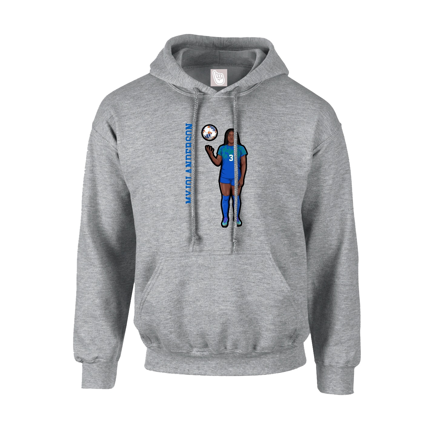 Hoodie — Name Vertical in Grey
