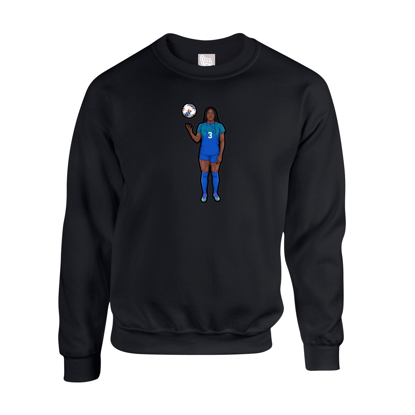 Fleece Crew — Name Vertical in Black