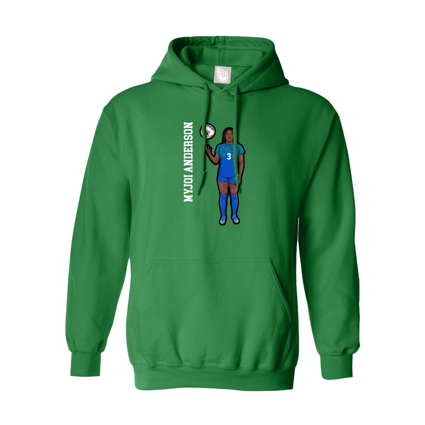 Youth Hoodie — Name Vertical in Green