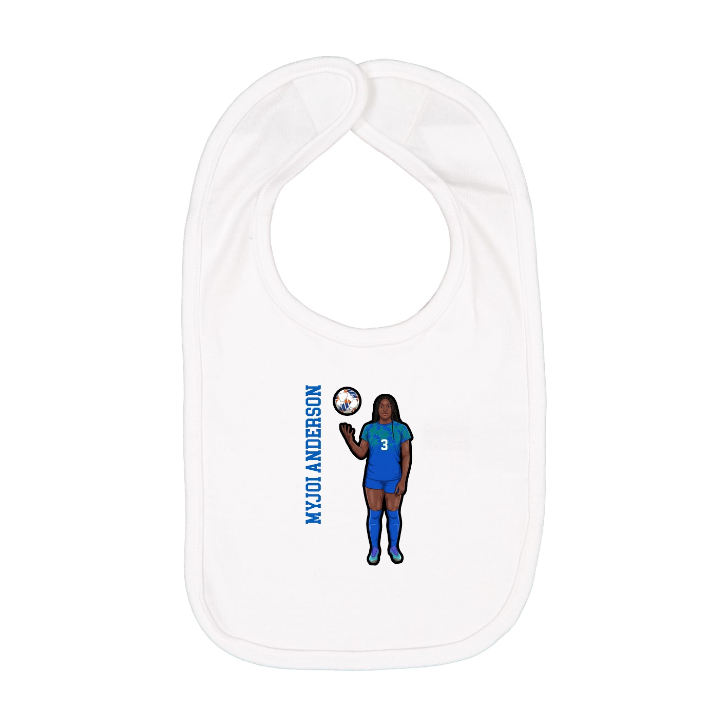 Infant Bib — Name Vertical in White