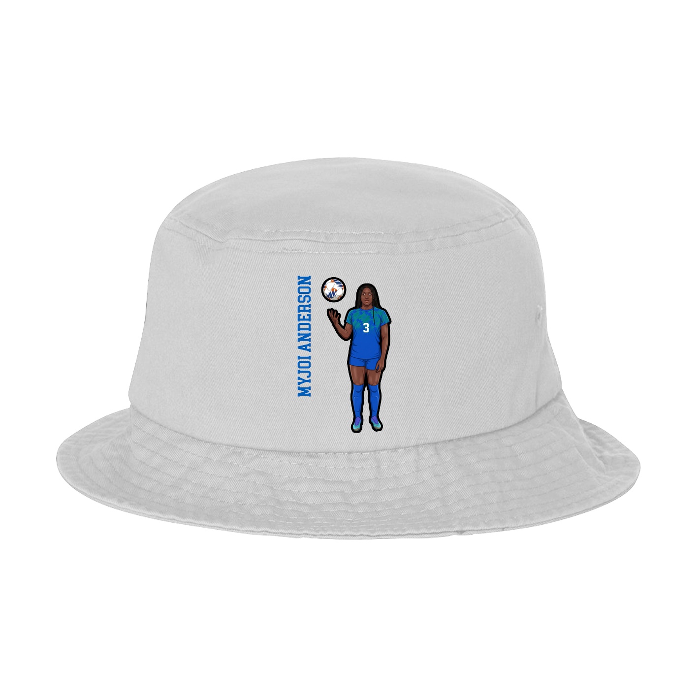 Bucket Cap — Name Vertical in White