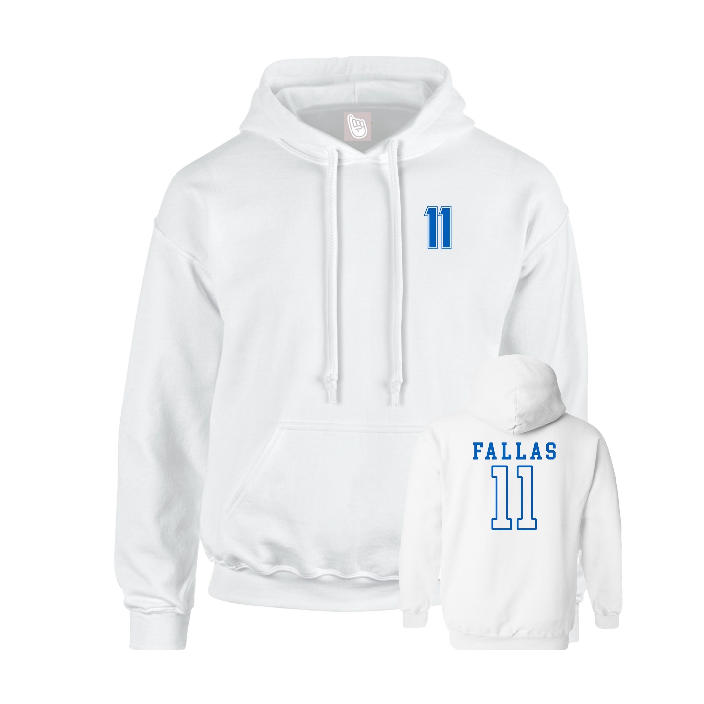 Youth Hoodie — Chest Back in White