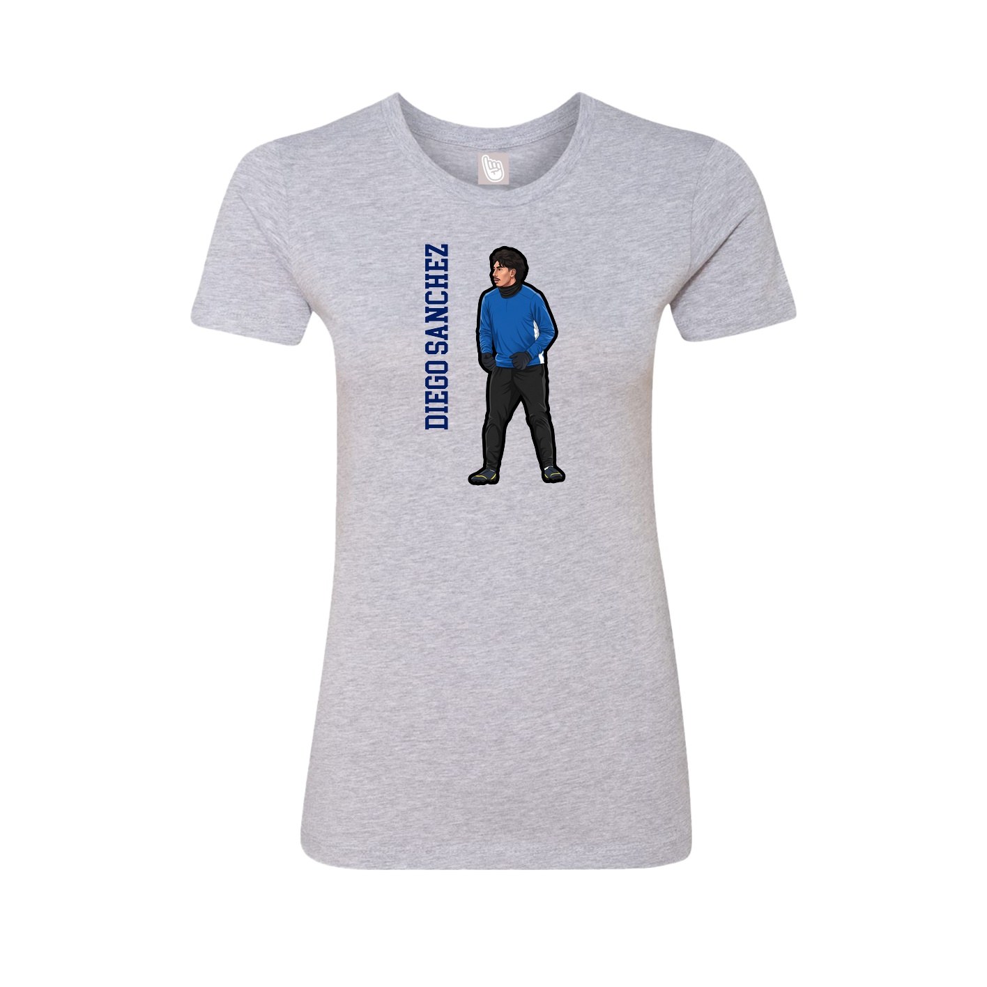 Fitted Women's Tee — Name Vertical in Grey