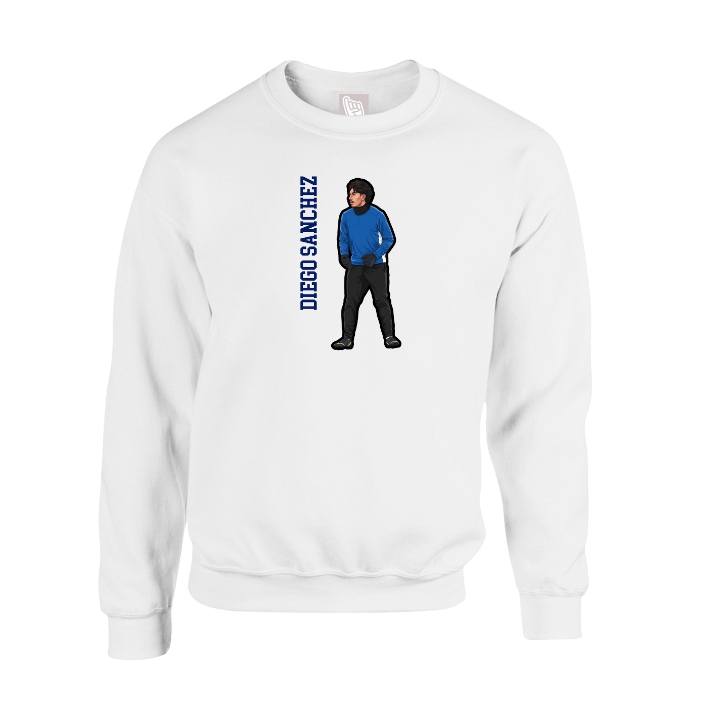 Fleece Crew — Name Vertical in White