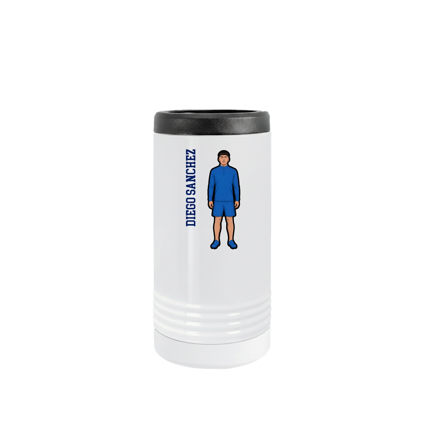 Slim Beverage Holder — Name Vertical in White