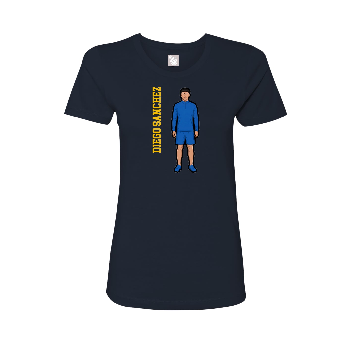 Fitted Women's Tee — Name Vertical in Navy