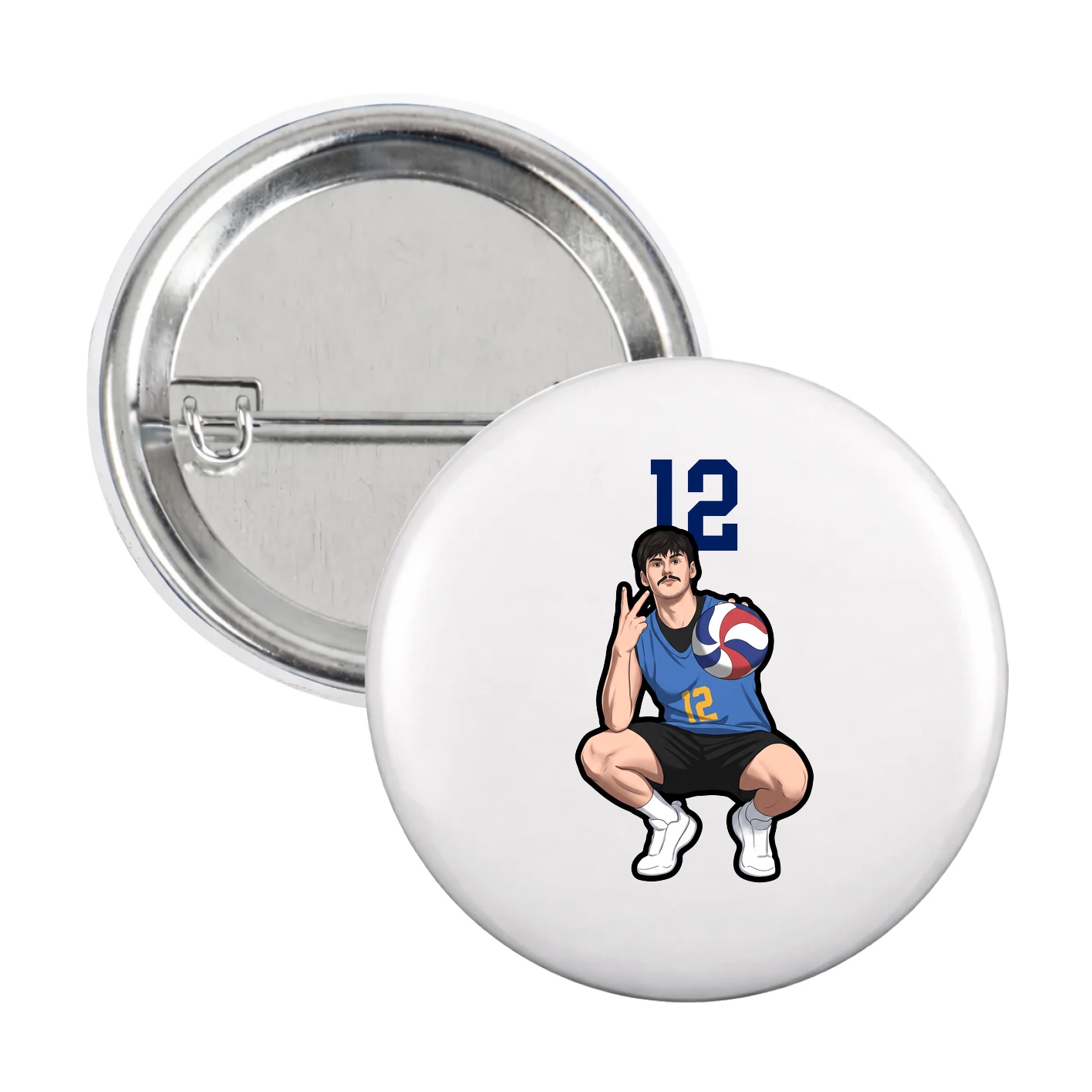 Game Day Button — Number Top in White