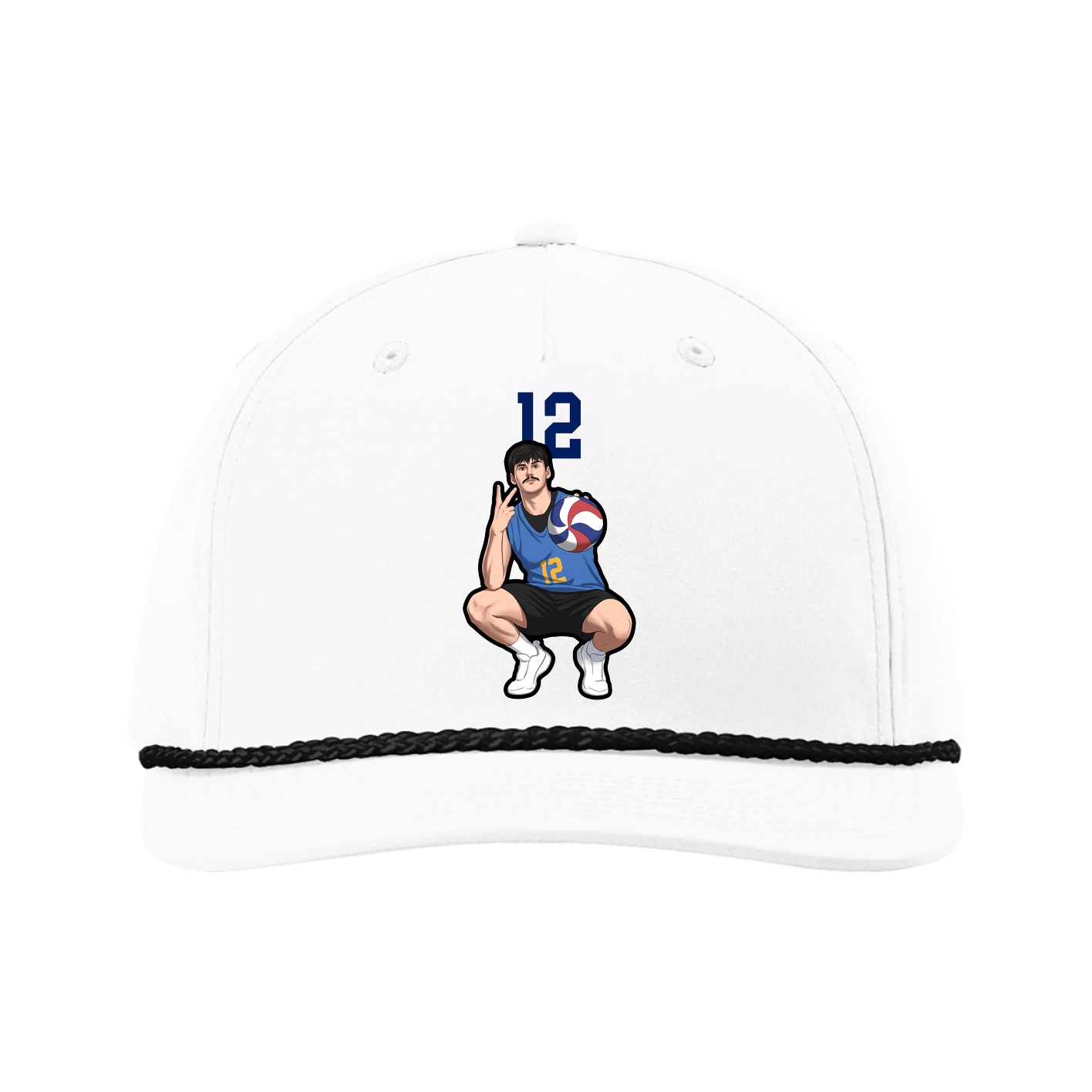 Five-Panel Classic Rope Cap — Number Top in White