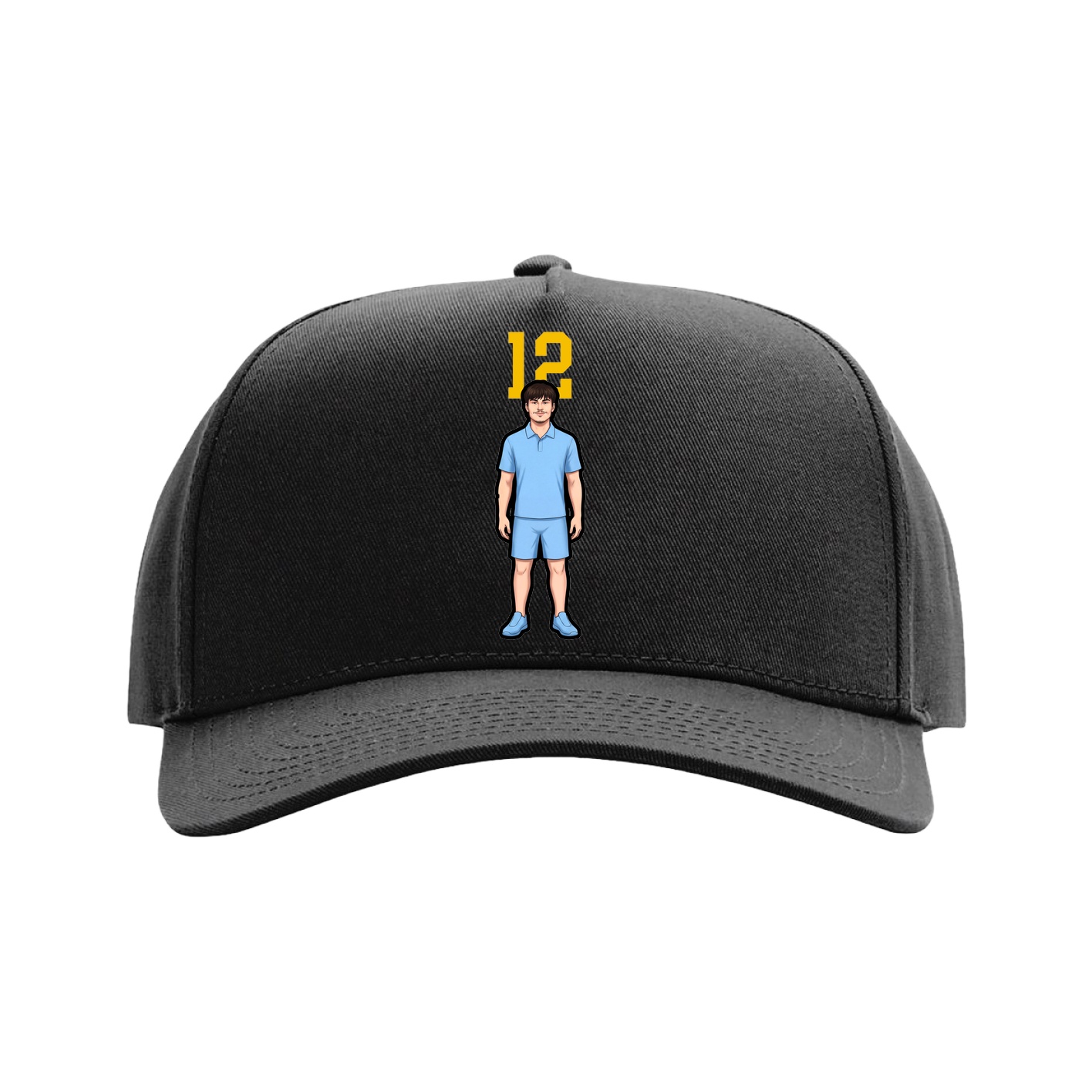 Full Fabric Five-Panel Champ Cap — Number Top in Black