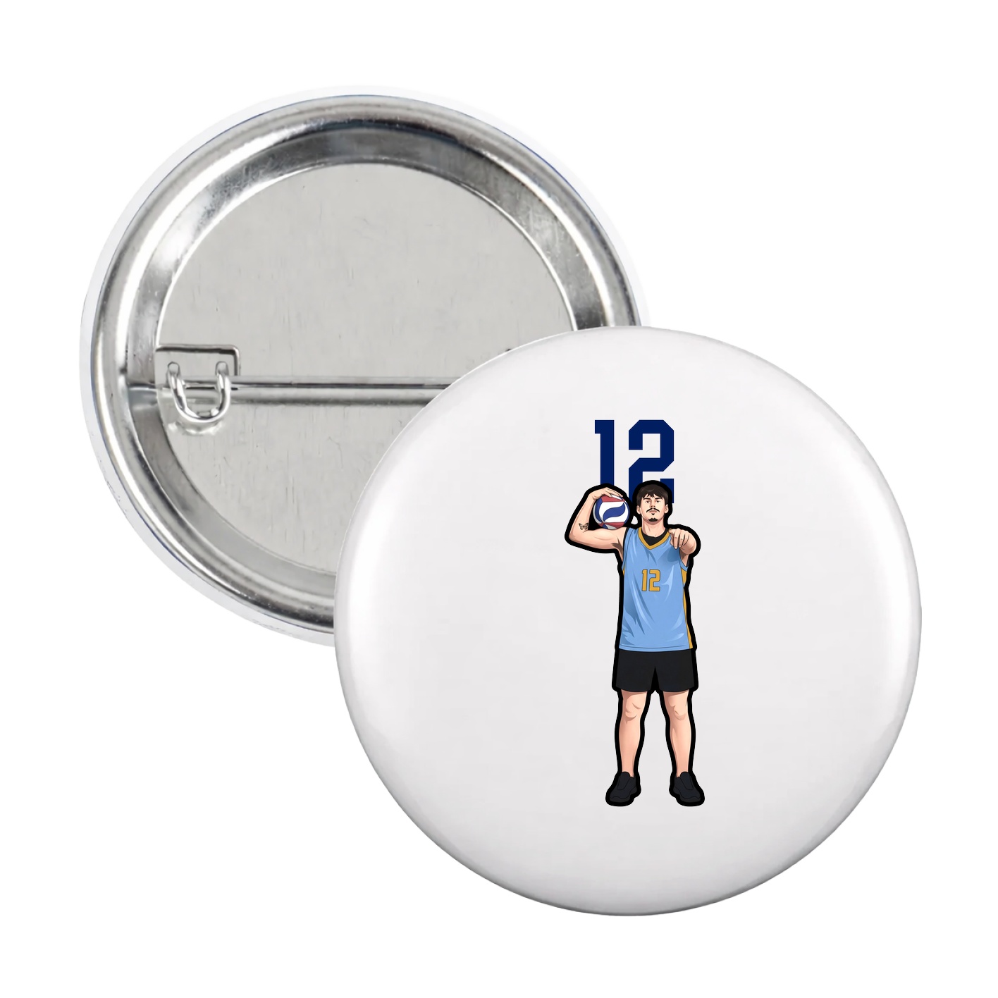 Game Day Button — Number Top in White