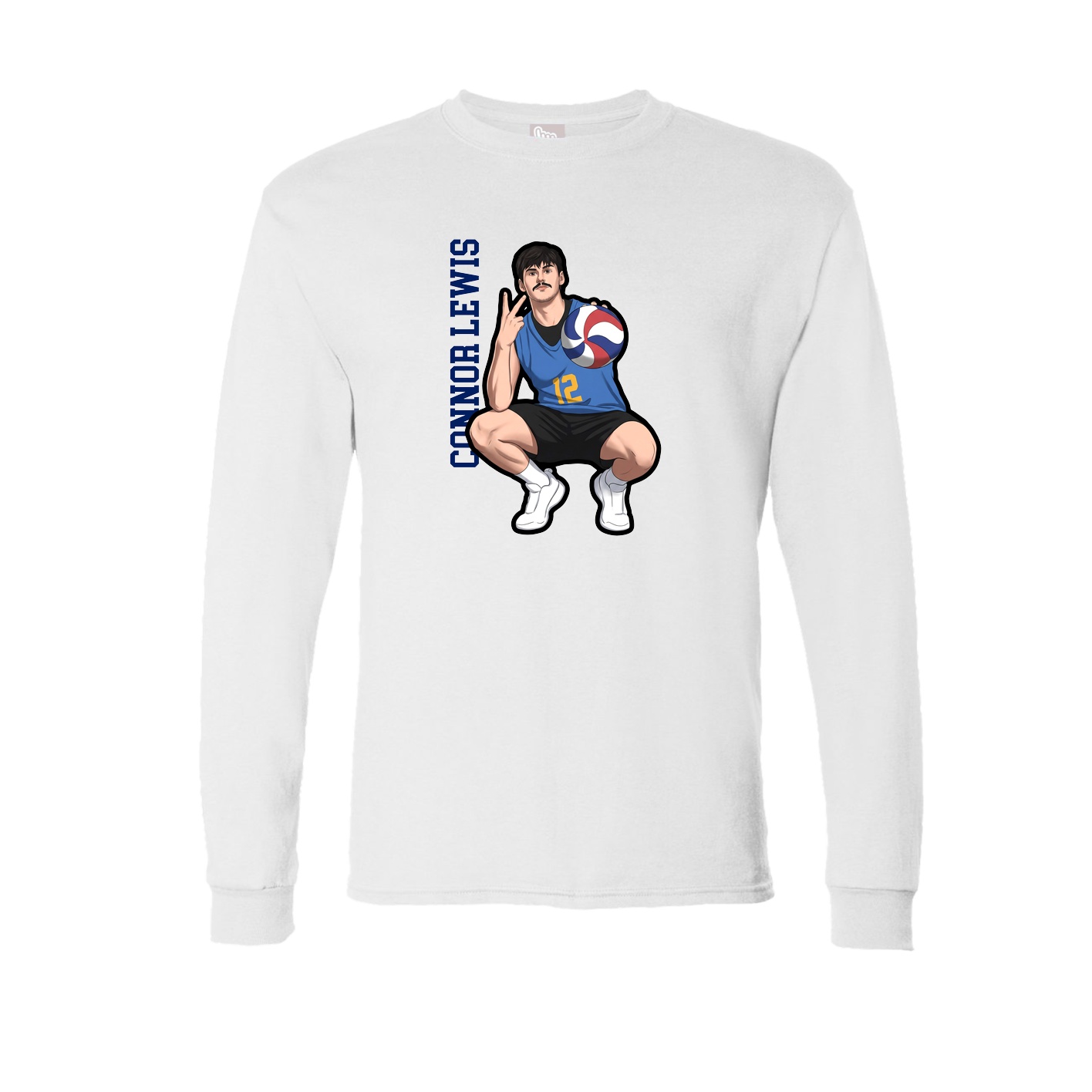 Long Sleeve Tee — Name Vertical in White