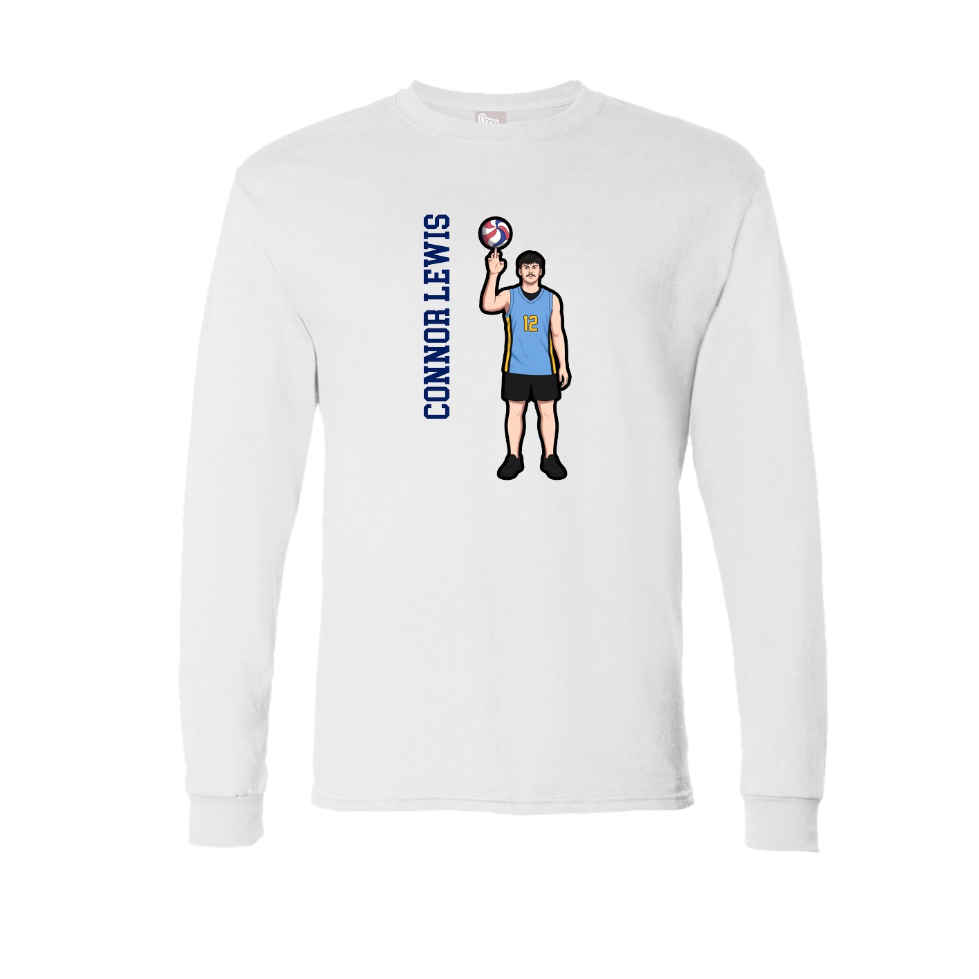 Long Sleeve Tee — Name Vertical in White