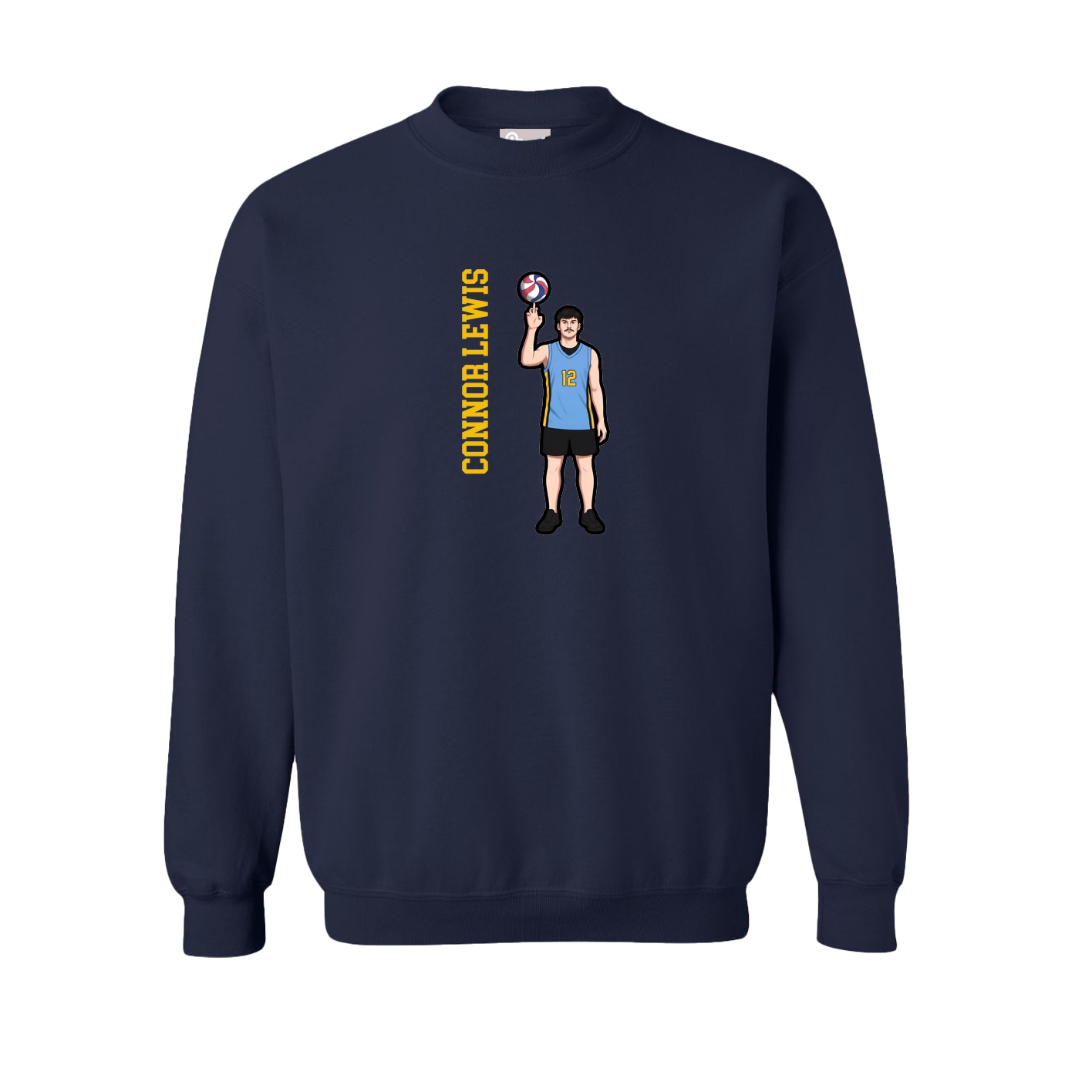 Fleece Crew — Name Vertical in Navy