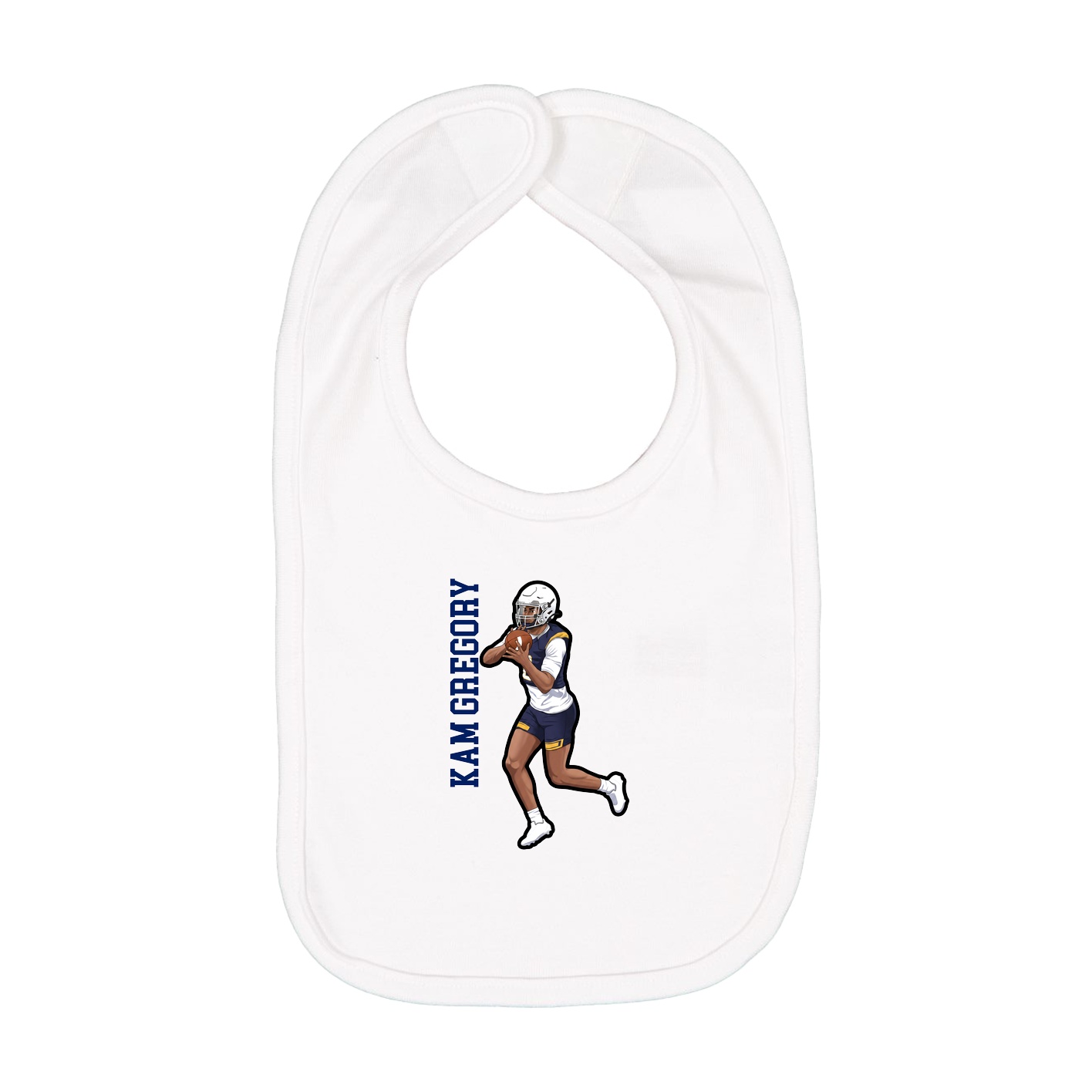 Infant Bib — Name Vertical in White