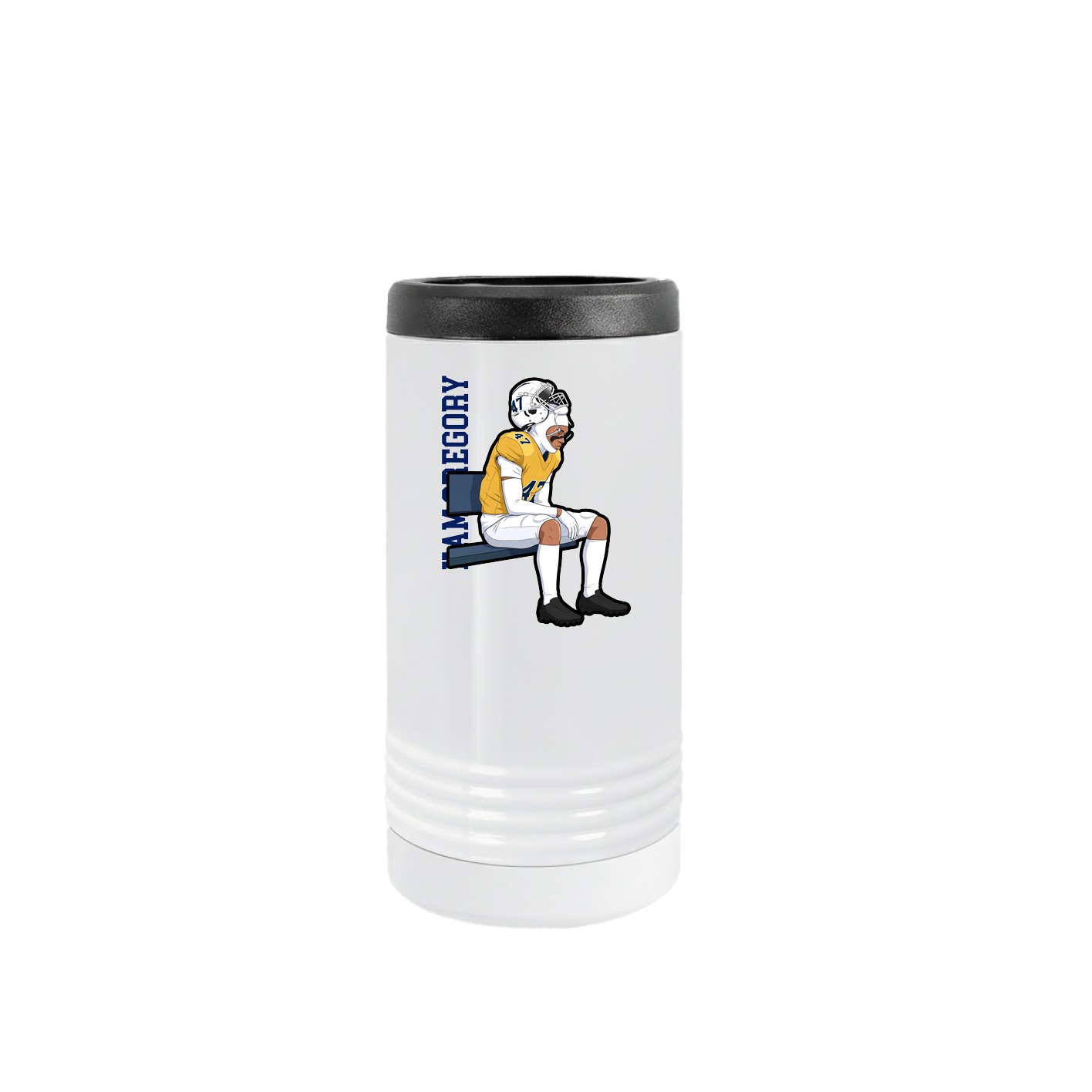 Slim Beverage Holder — Name Vertical in White