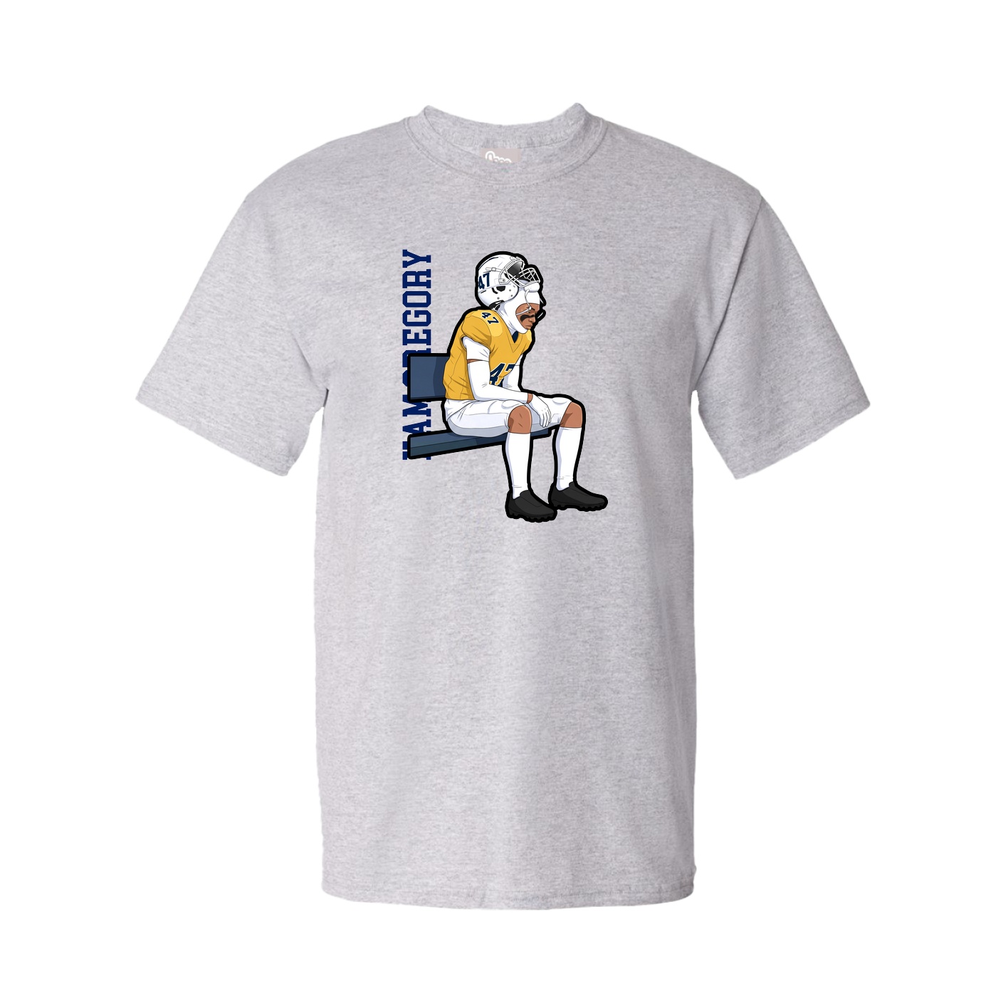Youth Tee — Name Vertical in Grey