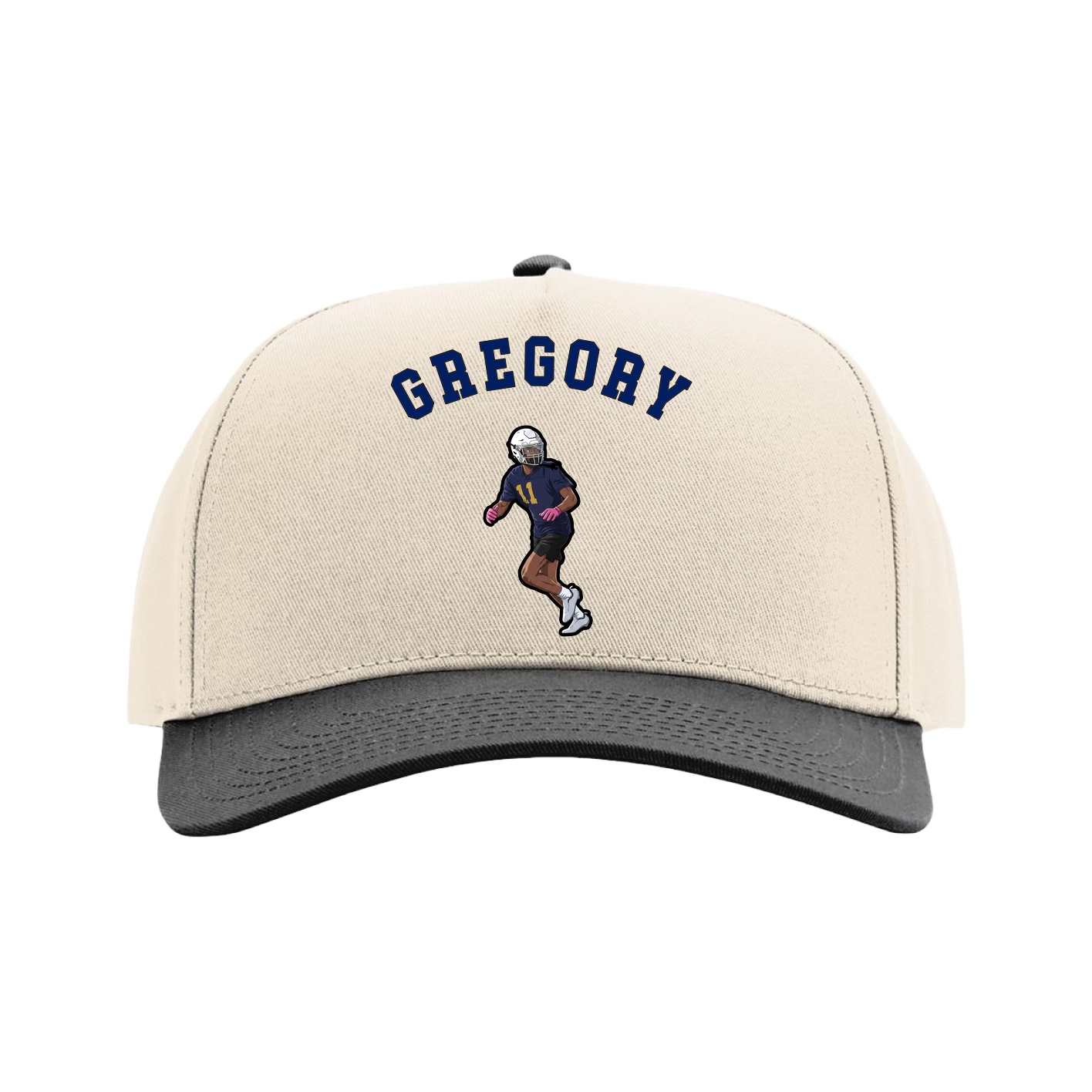 Full Fabric Five-Panel Champ Cap — Shirsey Arch in Cream/Black
