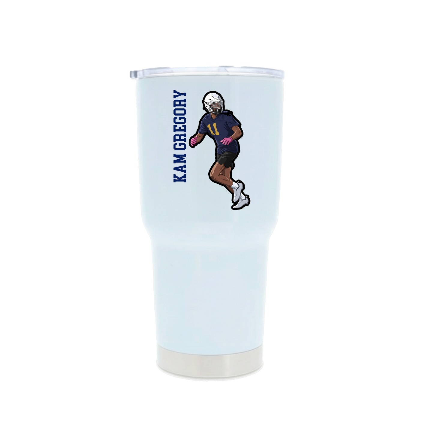 30oz Stainless Steel Tumbler — Name Vertical in White